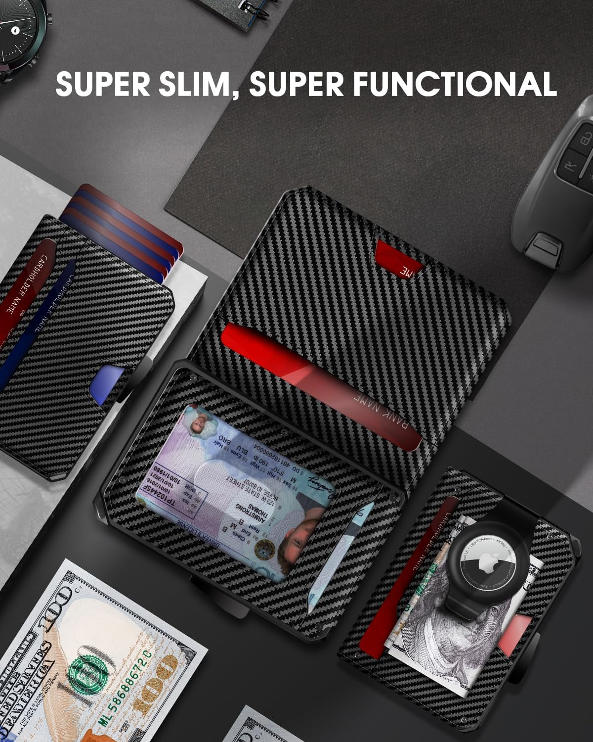 Slim RFID AirTag Wallet for Men | Minimalist Card Holder with Money Clip - Abbycart