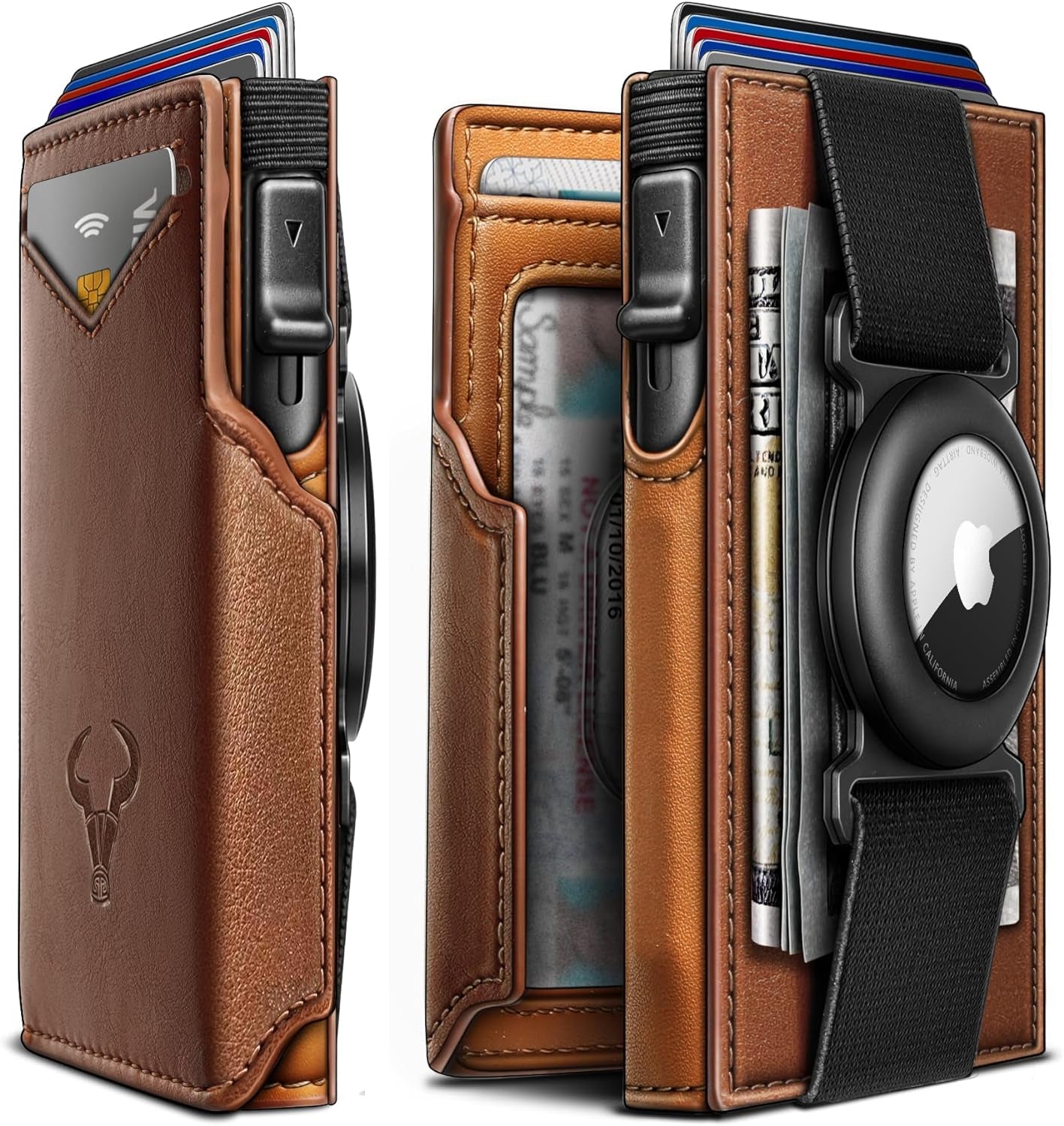 Slim RFID Airtag Wallet for Men – Minimalist Leather Front Pocket Wallet with Pop - Up Card Access - Abbycart