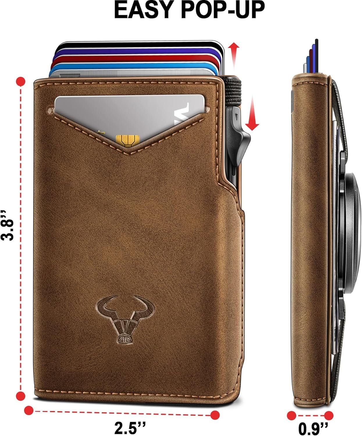 Slim RFID Airtag Wallet for Men – Minimalist Leather Front Pocket Wallet with Pop - Up Card Access - Abbycart