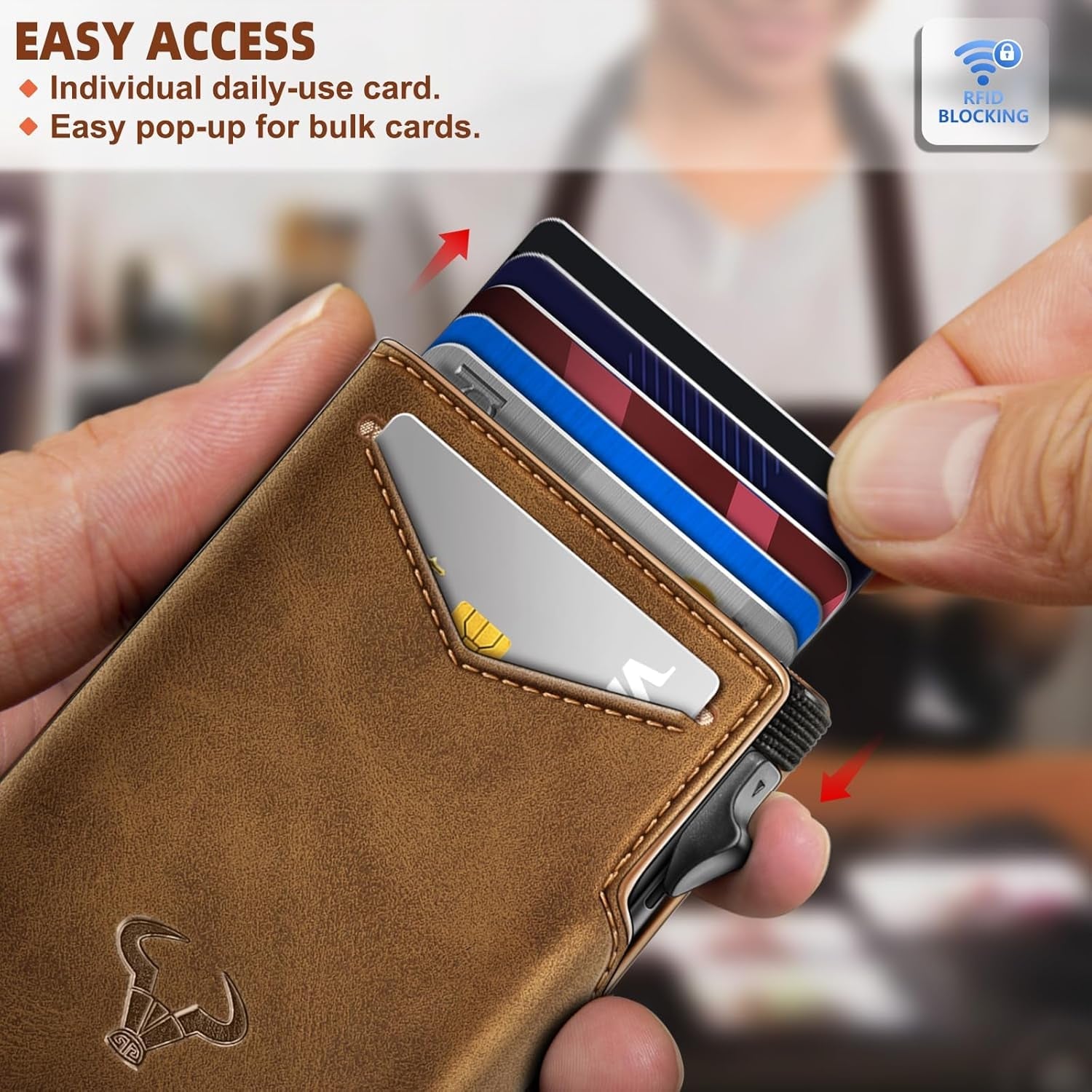 Slim RFID Airtag Wallet for Men – Minimalist Leather Front Pocket Wallet with Pop - Up Card Access - Abbycart