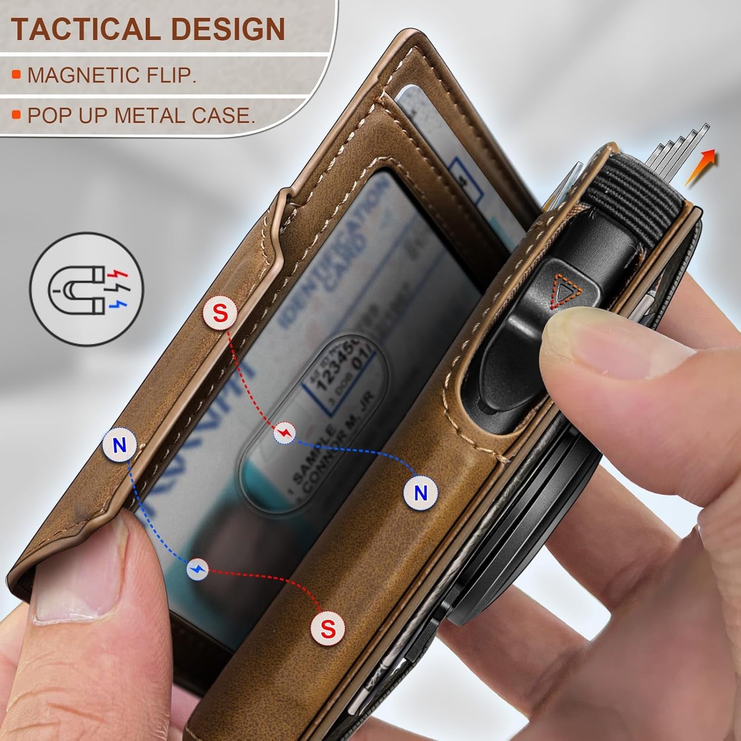 Slim RFID Airtag Wallet for Men – Minimalist Leather Front Pocket Wallet with Pop - Up Card Access - Abbycart