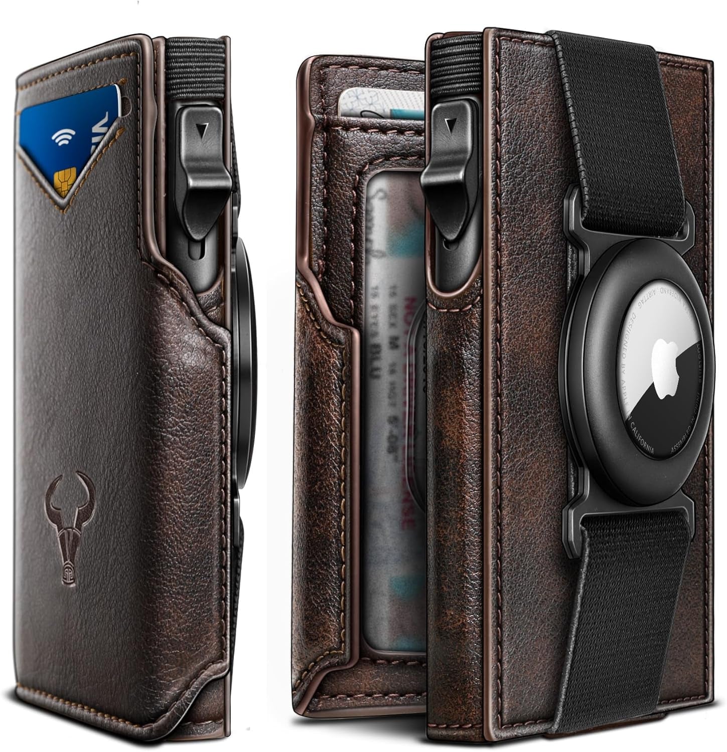 Slim RFID Airtag Wallet for Men – Minimalist Leather Front Pocket Wallet with Pop - Up Card Access - Abbycart