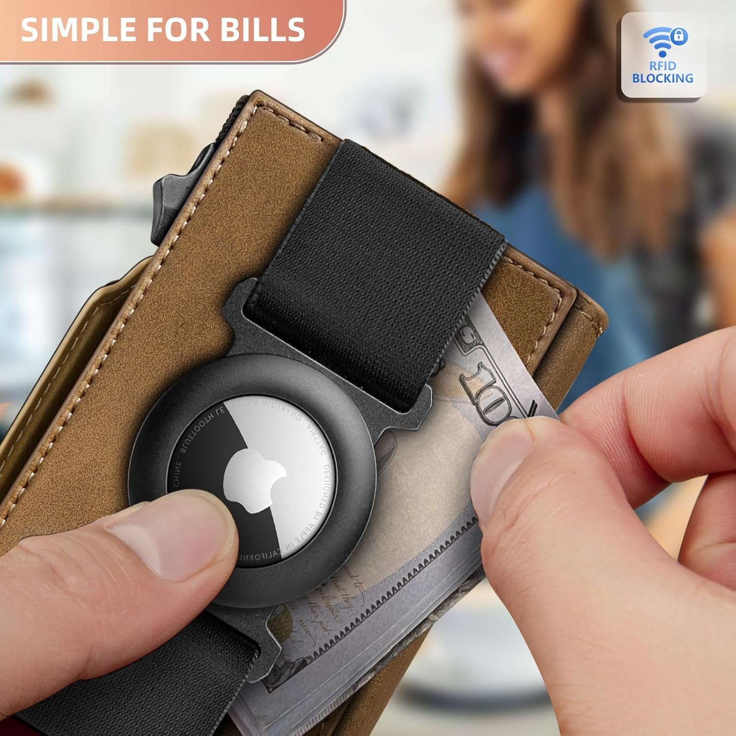 Slim RFID Airtag Wallet for Men – Minimalist Leather Front Pocket Wallet with Pop - Up Card Access - Abbycart