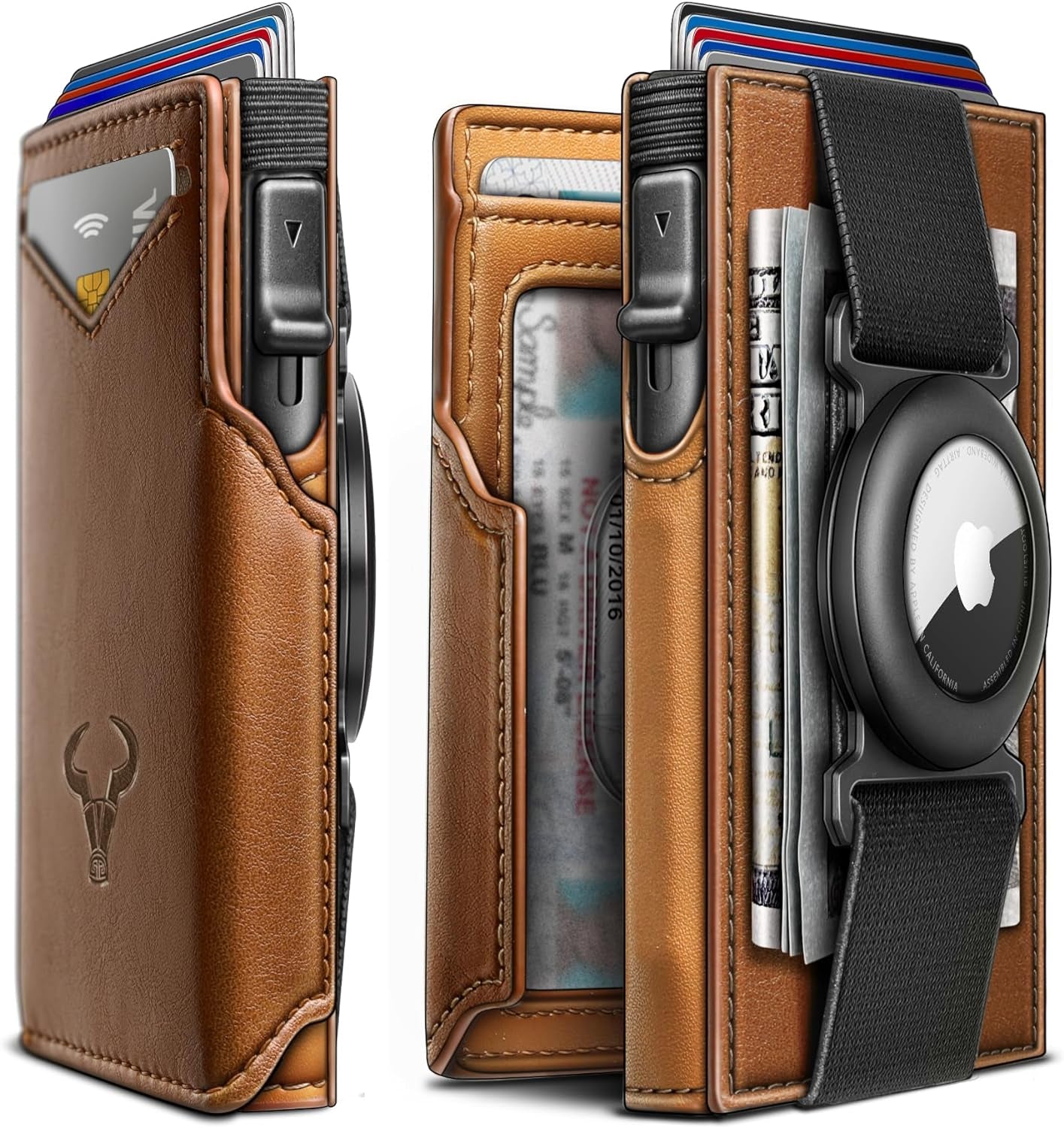 Slim RFID Airtag Wallet for Men – Minimalist Leather Front Pocket Wallet with Pop - Up Card Access - Abbycart