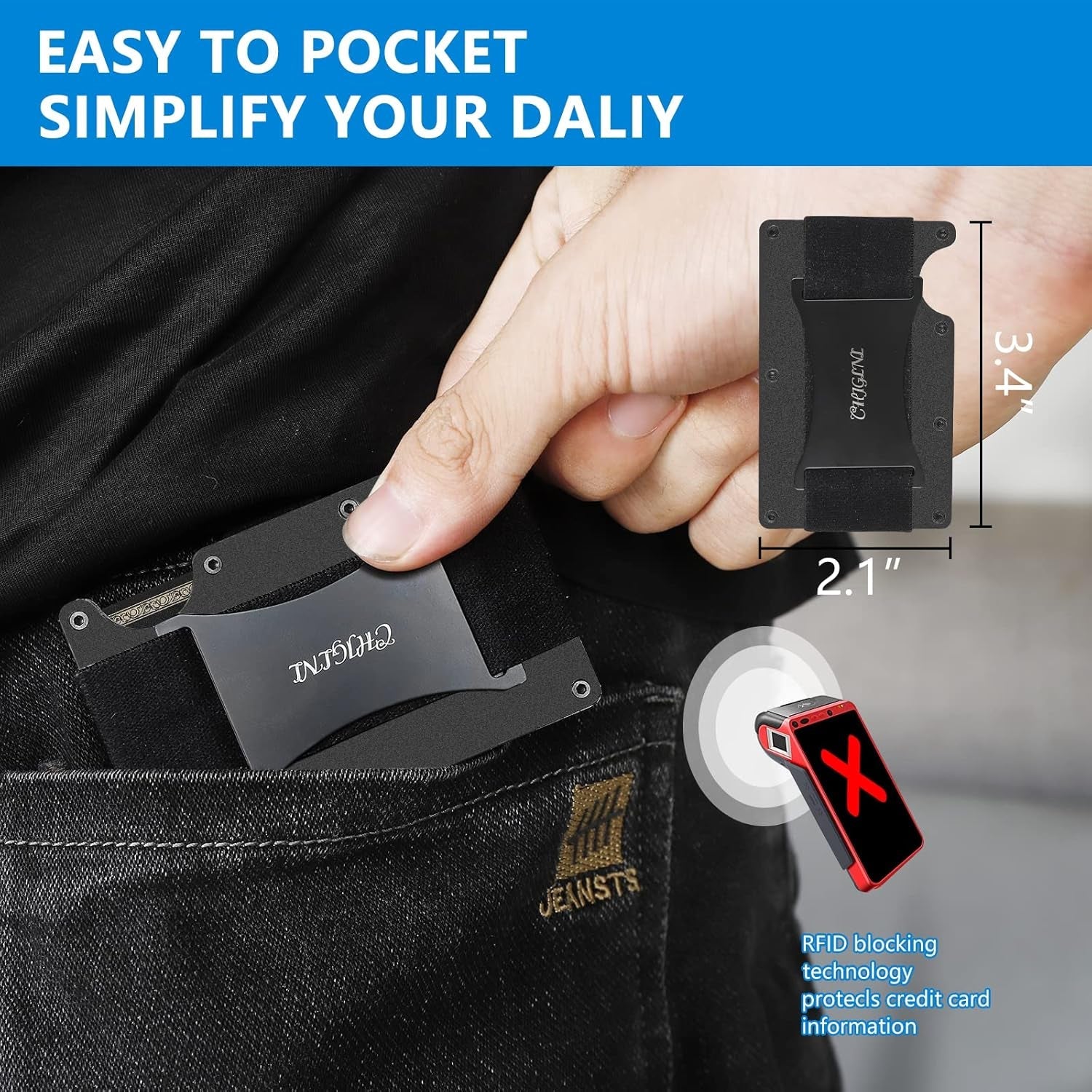 Slim RFID Blocking Airtag Wallet for Men – Metal Wallet with Money Clip - Abbycart