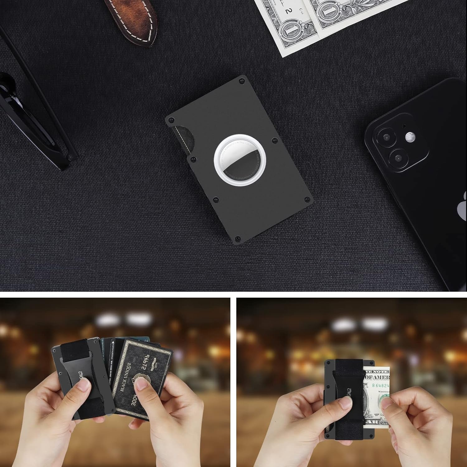 Slim RFID Blocking Airtag Wallet for Men – Metal Wallet with Money Clip - Abbycart