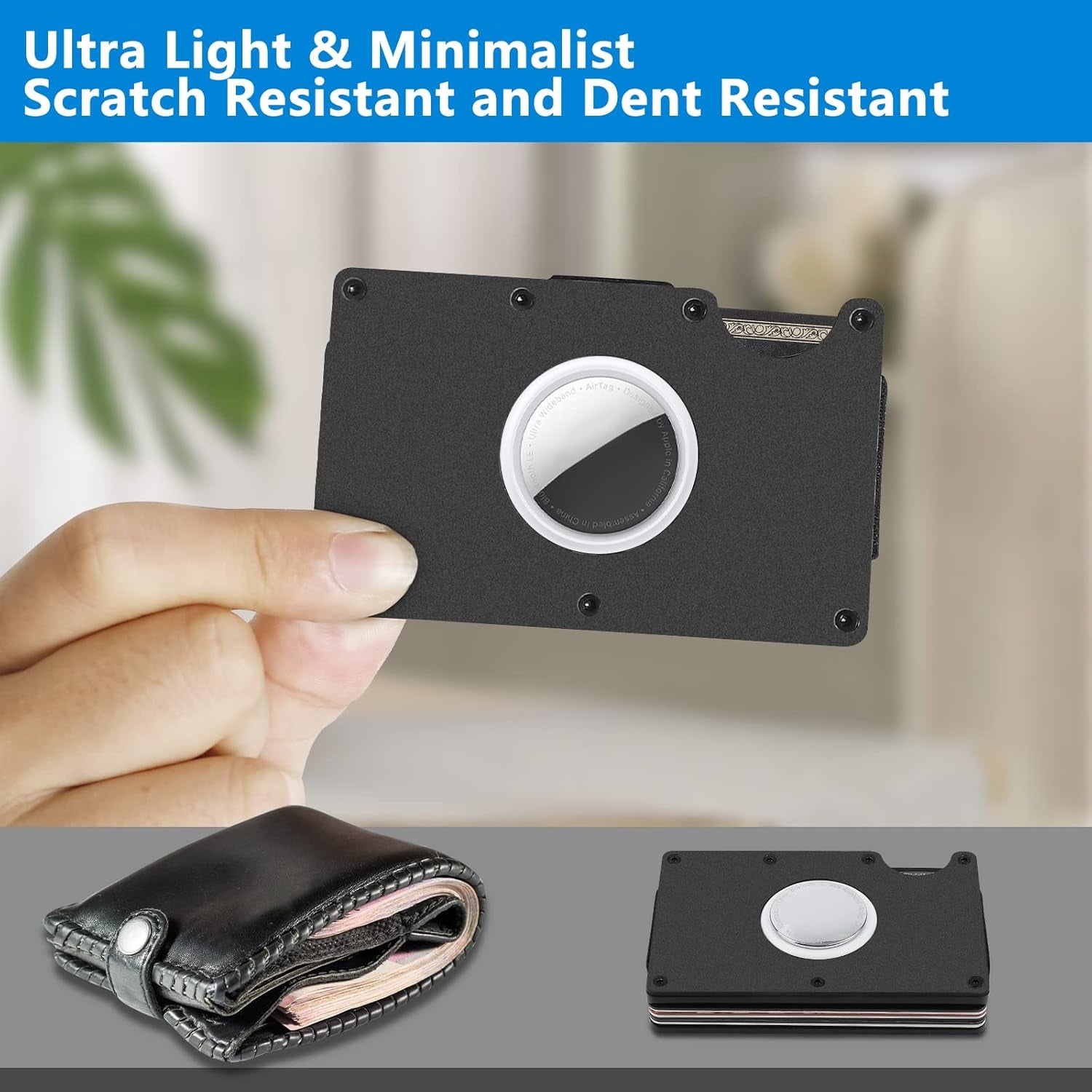 Slim RFID Blocking Airtag Wallet for Men – Metal Wallet with Money Clip - Abbycart