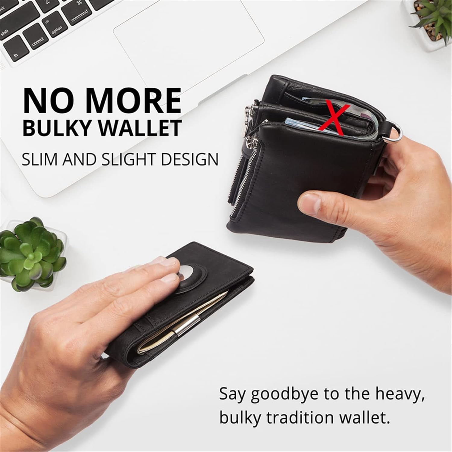 Slim RFID Blocking Airtag Wallet for Men – Minimalist Bifold with Money Clip & Card Holder - Abbycart