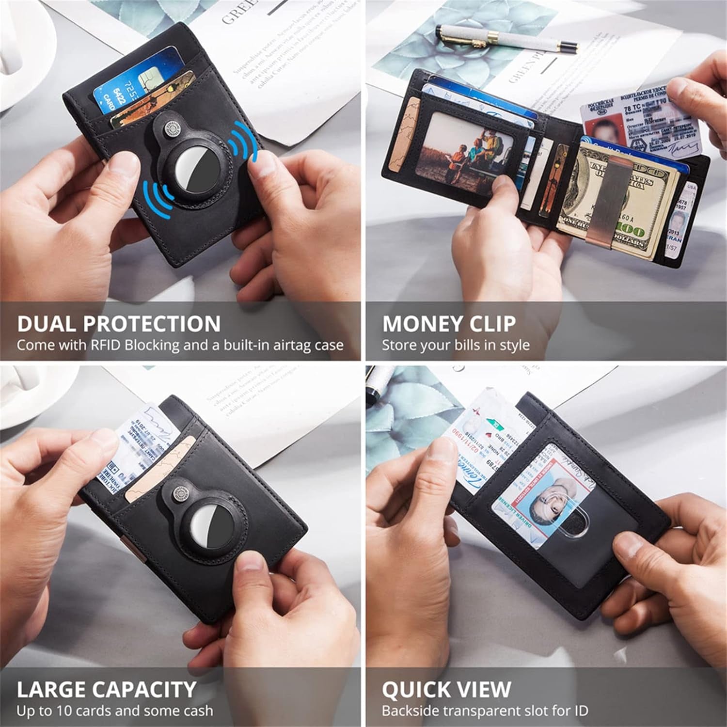 Slim RFID Blocking Airtag Wallet for Men – Minimalist Bifold with Money Clip & Card Holder - Abbycart