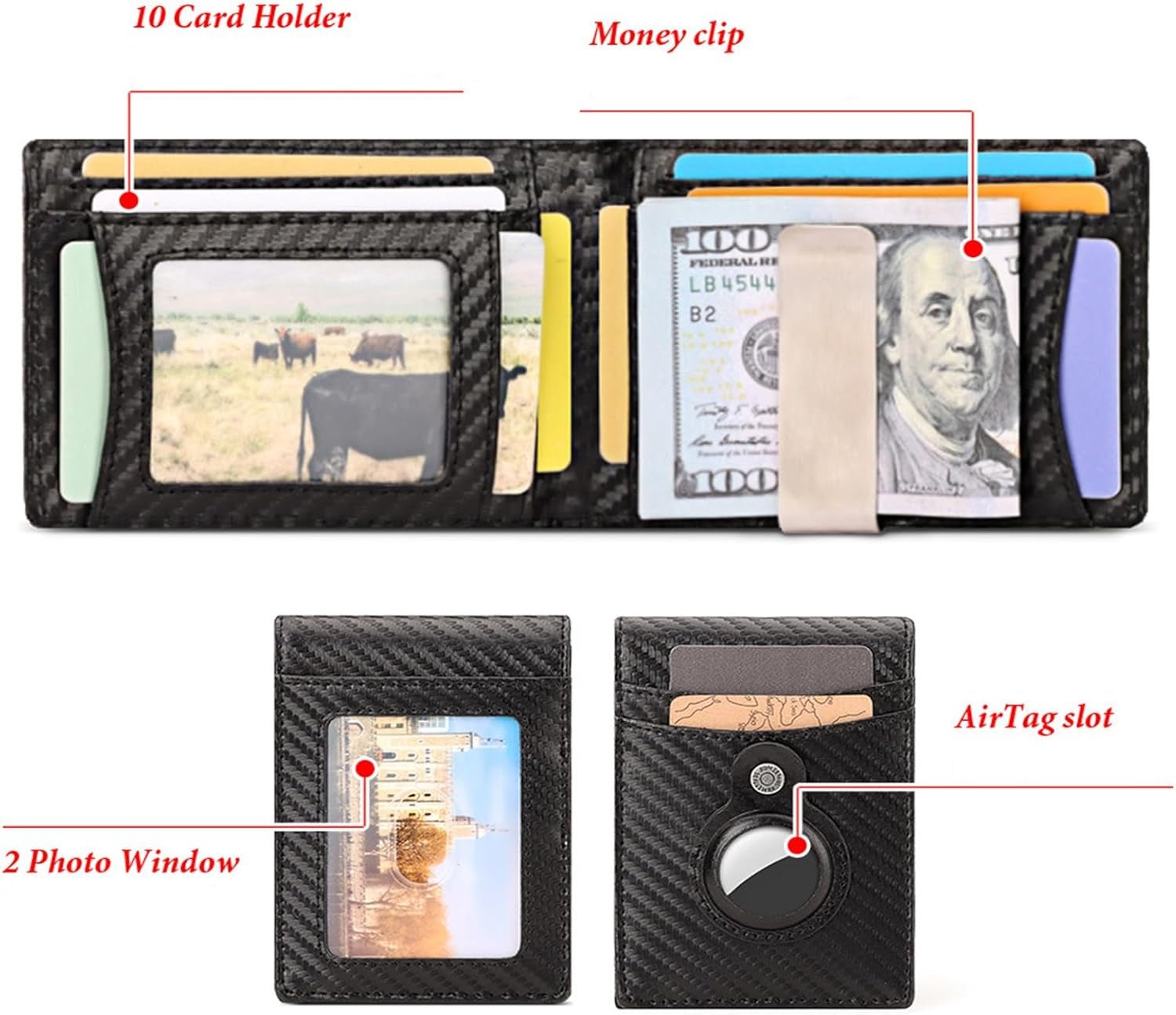 Slim RFID Blocking Airtag Wallet for Men – Minimalist Bifold with Money Clip & Card Holder - Abbycart
