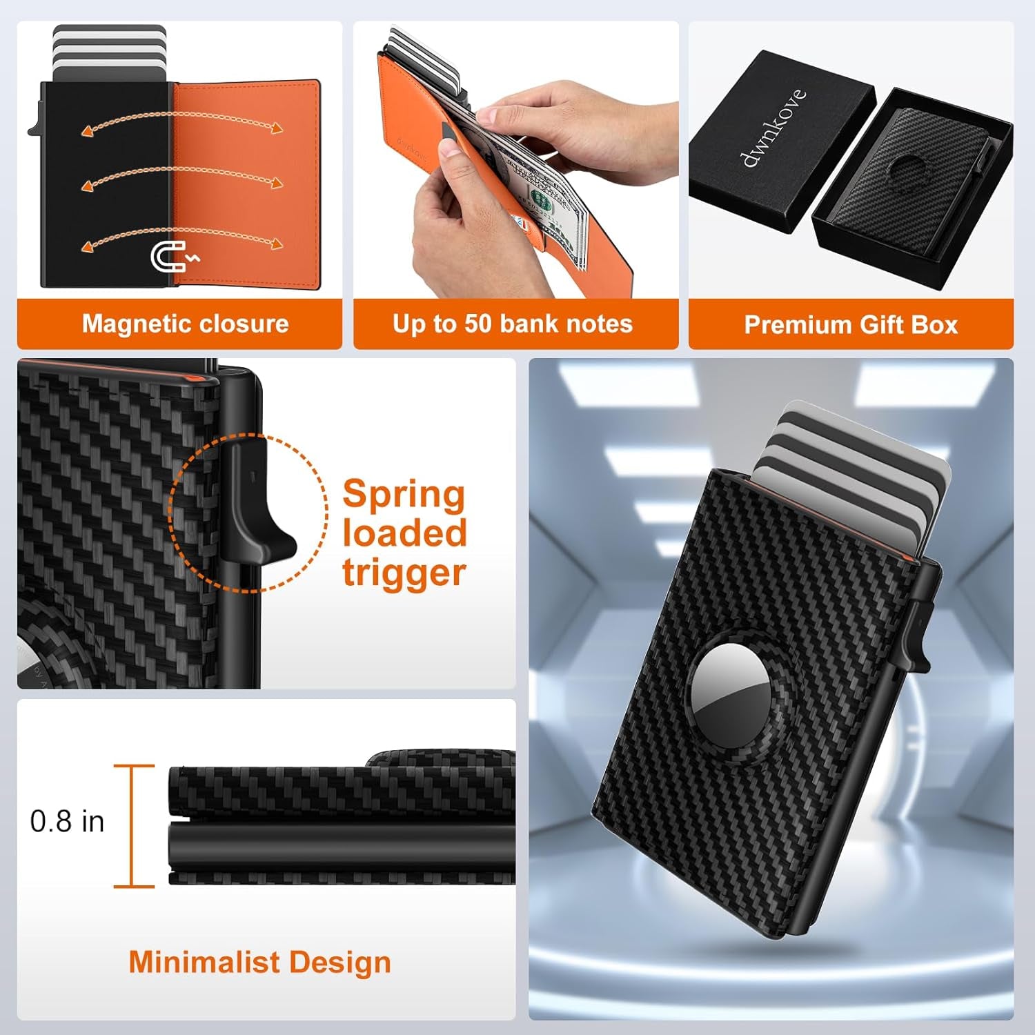 Slim RFID Blocking Airtag Wallet for Men – Minimalist Leather Pop - Up Card Holder - Abbycart