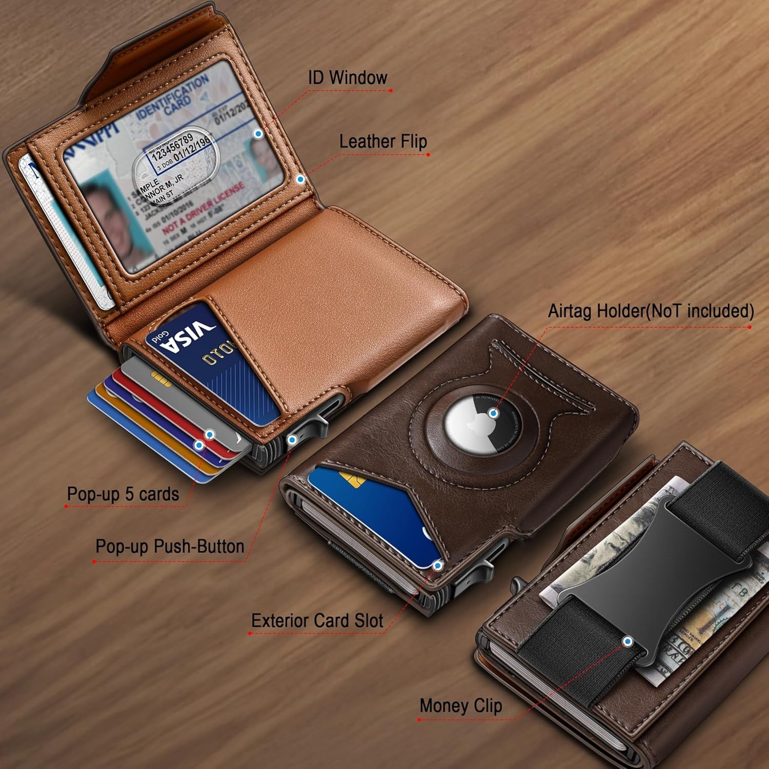 Slim RFID Blocking Airtag Wallet for Men – Minimalist Leather Wallet with Money Clip - Abbycart