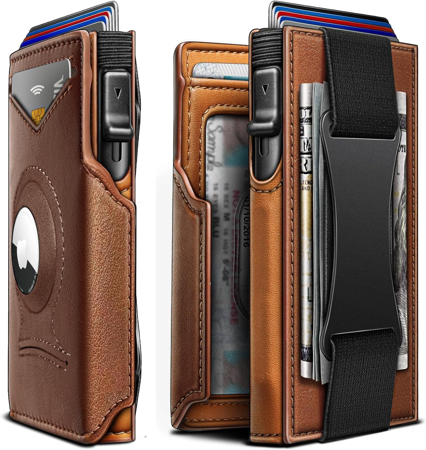 Slim RFID Blocking Airtag Wallet for Men – Minimalist Leather Wallet with Money Clip - Abbycart