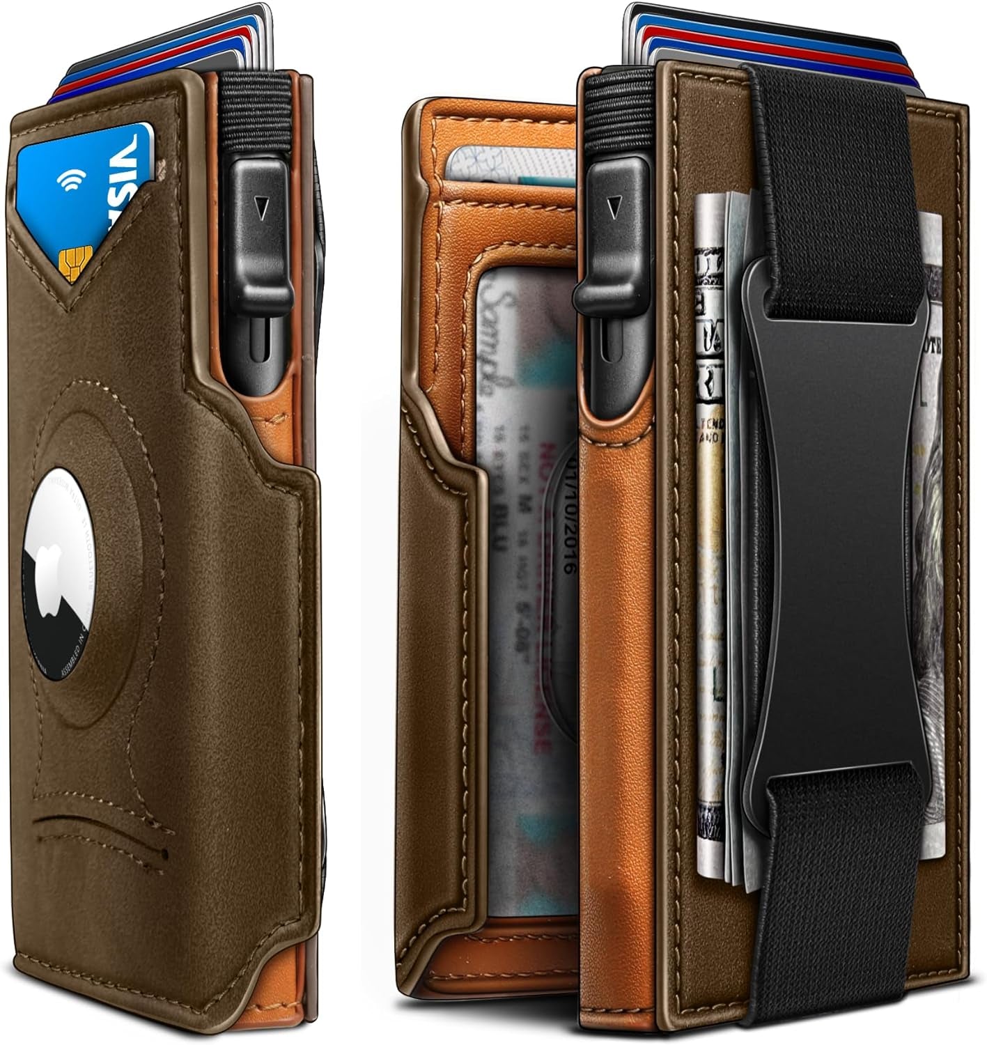 Slim RFID Blocking Airtag Wallet for Men – Minimalist Leather Wallet with Money Clip - Abbycart