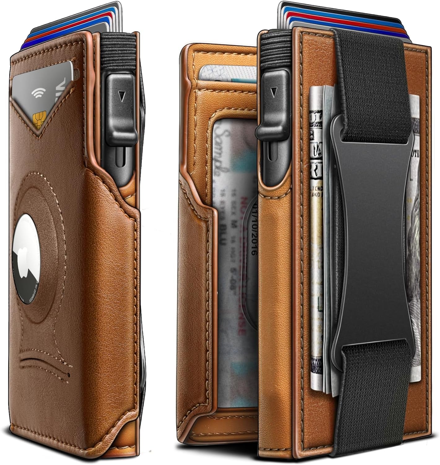 Slim RFID Blocking Airtag Wallet for Men – Minimalist Leather Wallet with Money Clip - Abbycart