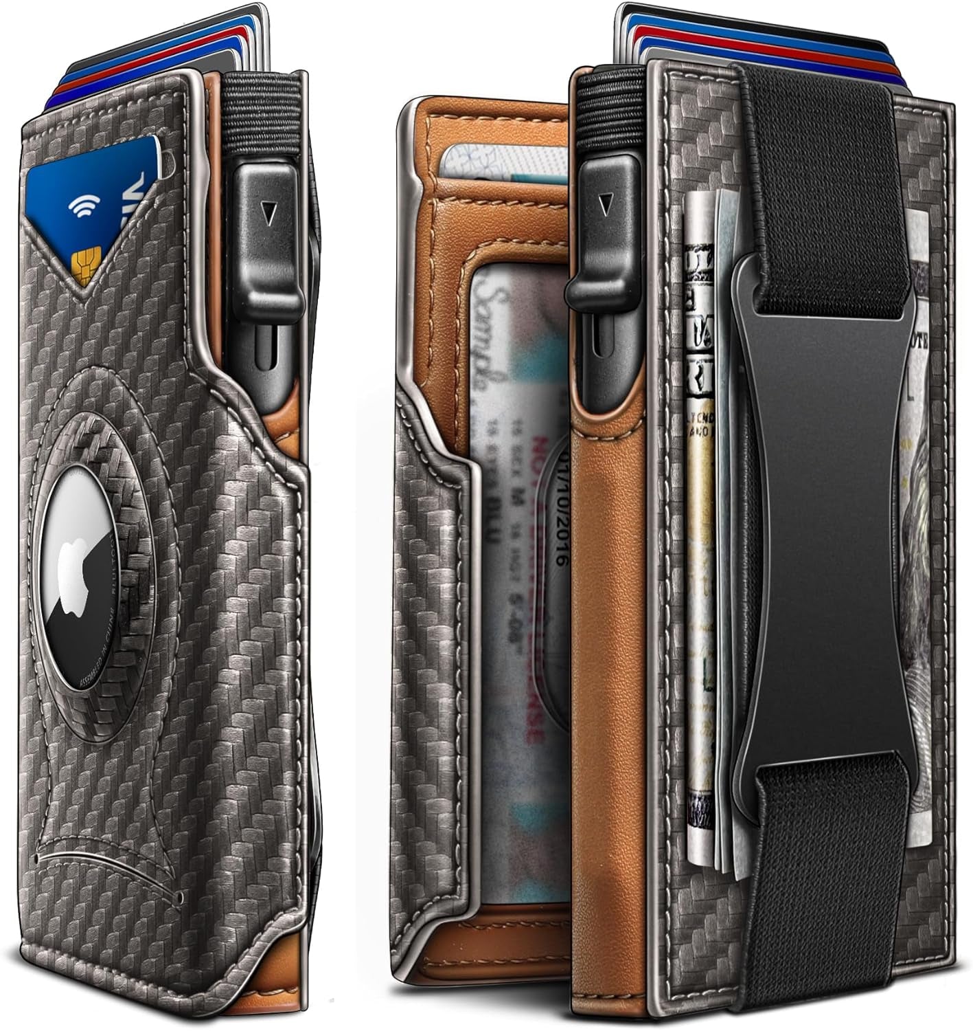 Slim RFID Blocking Airtag Wallet for Men – Minimalist Leather Wallet with Money Clip - Abbycart