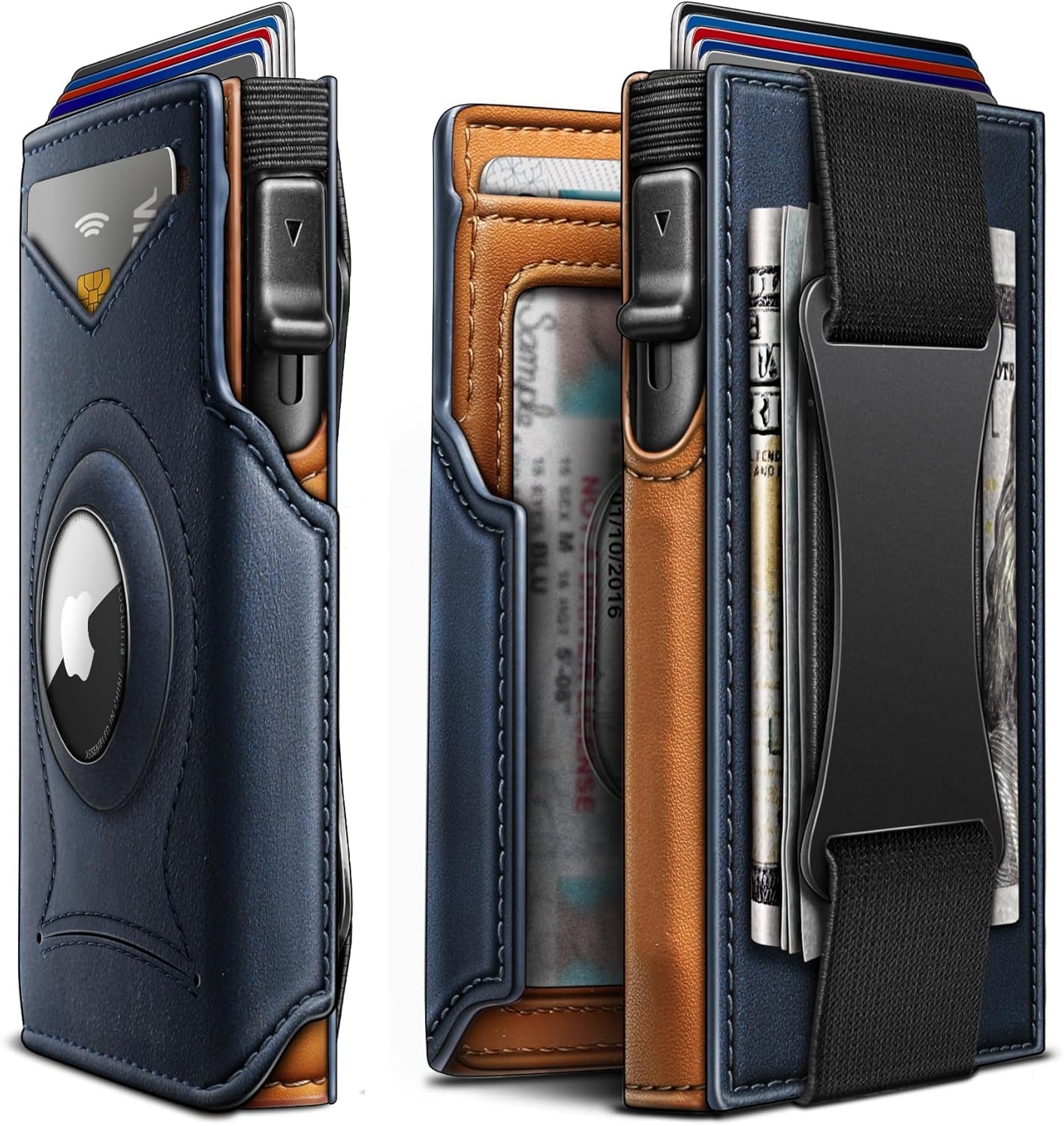 Slim RFID Blocking Airtag Wallet for Men – Minimalist Leather Wallet with Money Clip - Abbycart