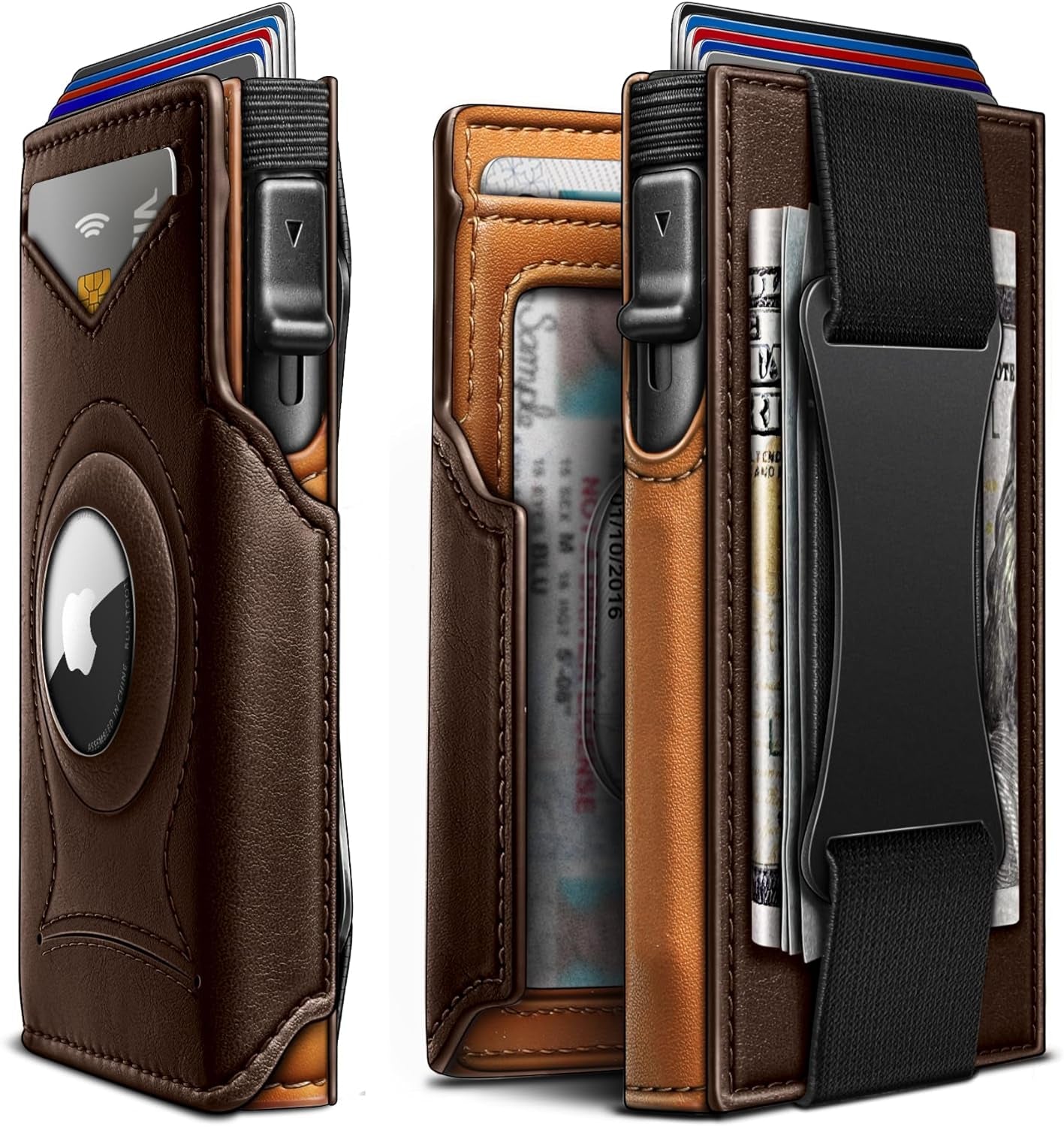 Slim RFID Blocking Airtag Wallet for Men – Minimalist Leather Wallet with Money Clip - Abbycart