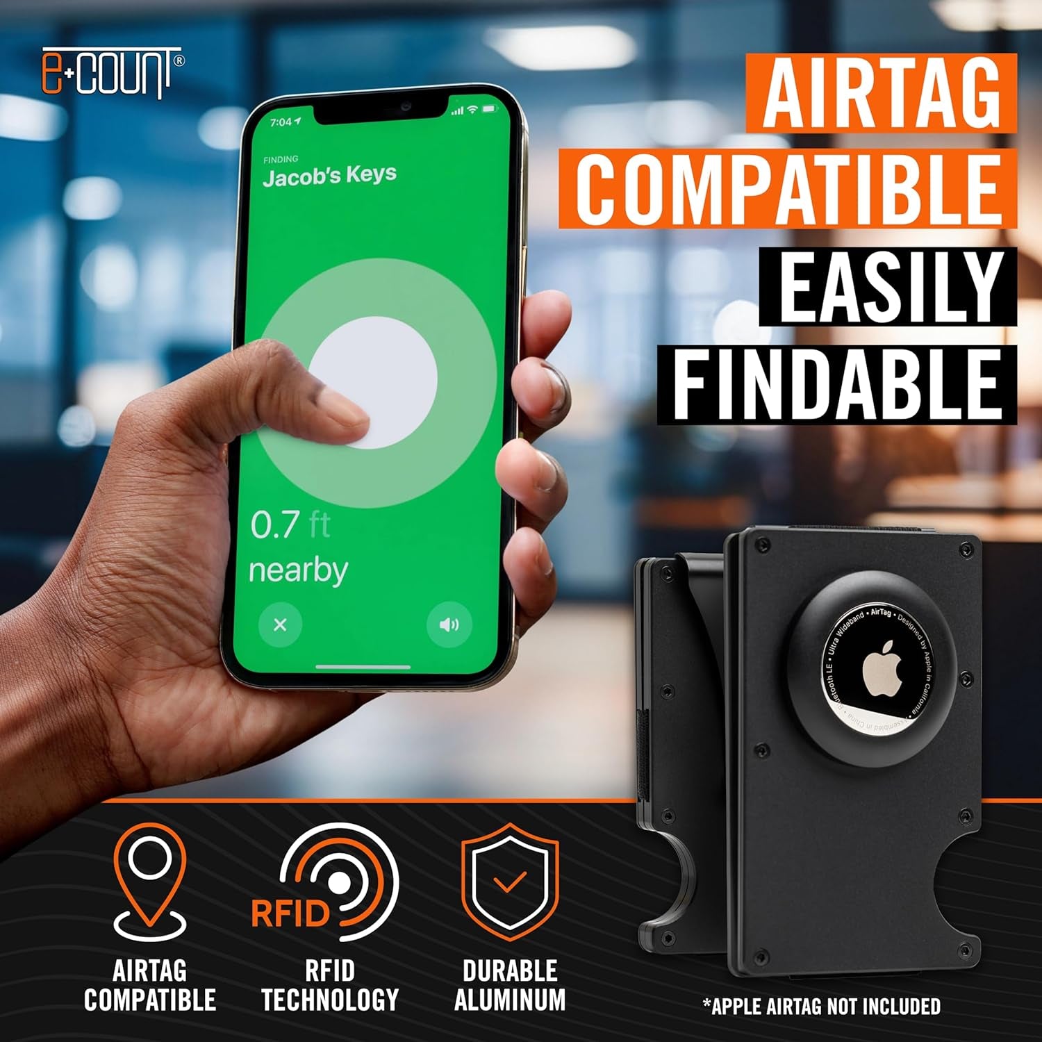 Slim RFID Blocking AirTag Wallet – Minimalist Aluminum Wallet with Money Clip - Abbycart