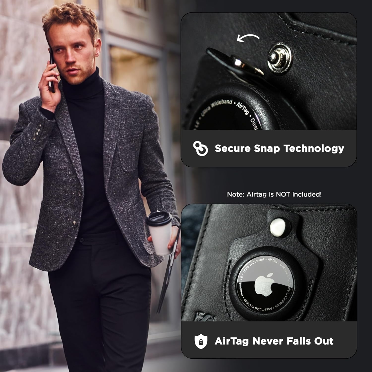 Slim RFID Blocking Leather Money Clip Wallet for Men with AirTag Holder – Minimalist Front Pocket Design, 11 Card Slots - Abbycart