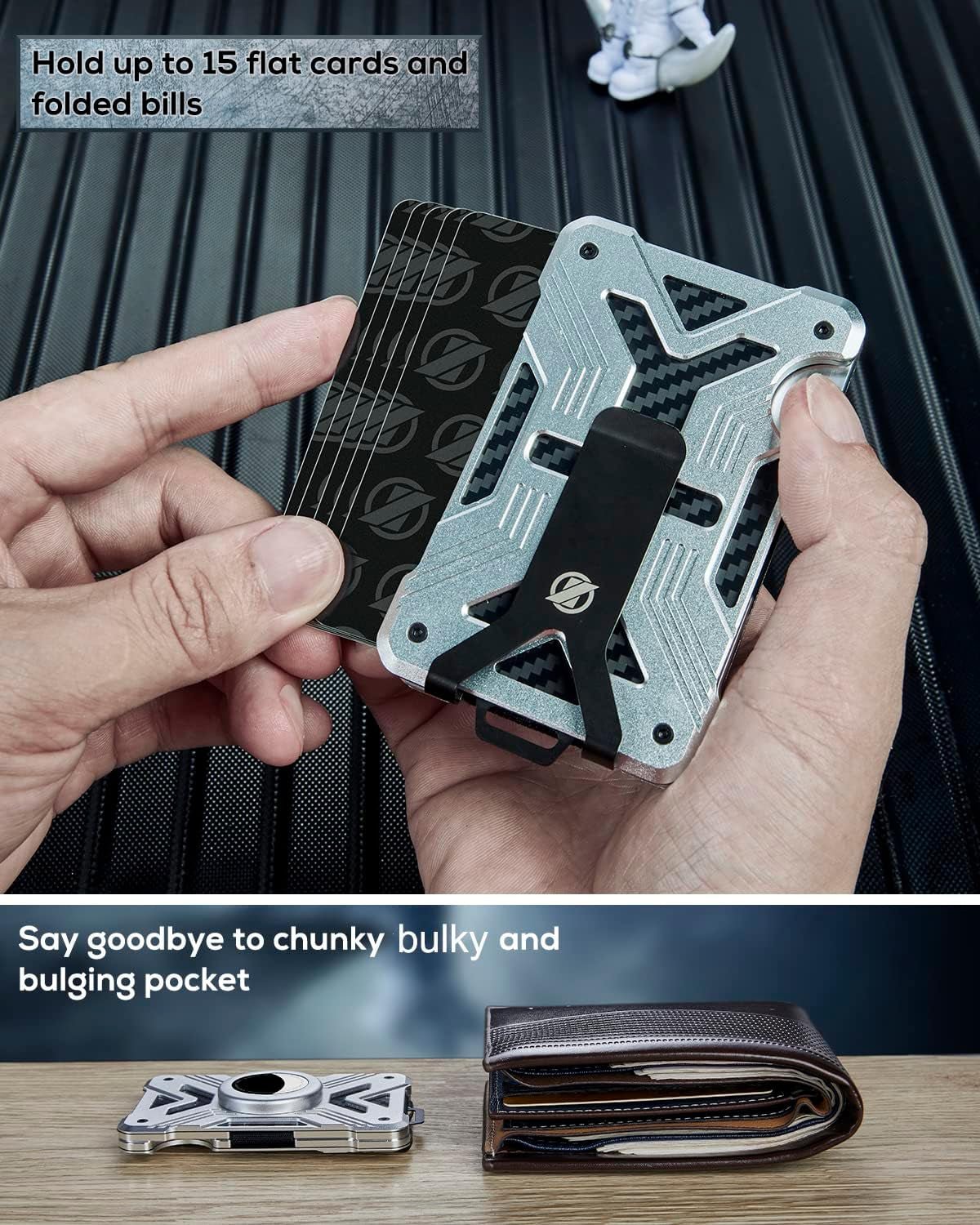 Slim RFID - Blocking Wallet for Men – Minimalist Airtag Holder with Money Clip - Abbycart