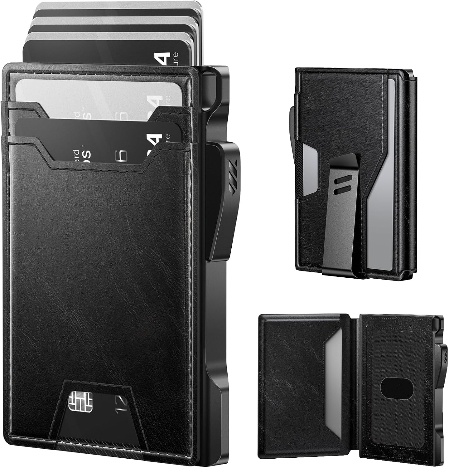 Slim RFID Blocking Wallet for Men with Money Clip & ID Window