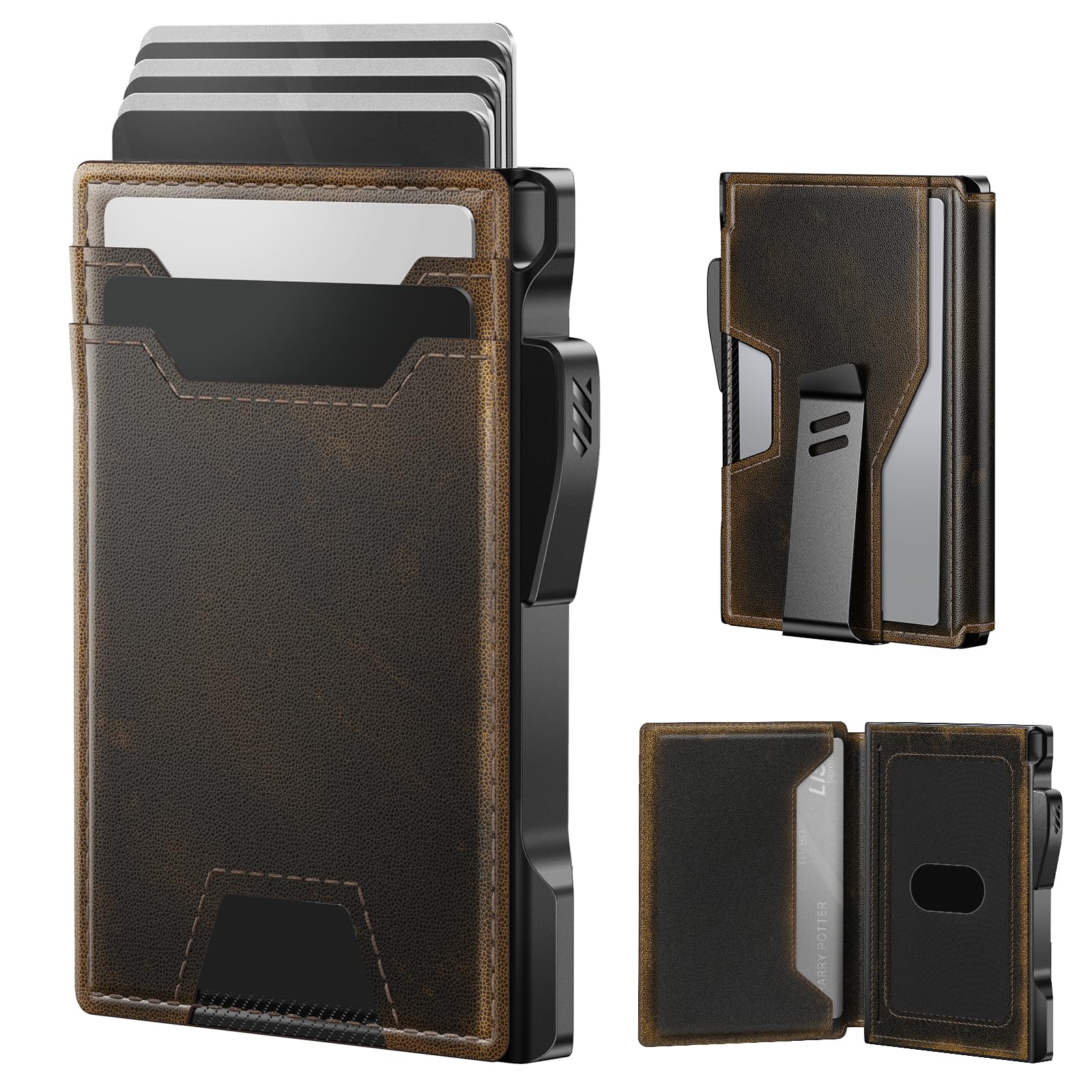 Slim RFID Blocking Wallet for Men with Money Clip & ID Window