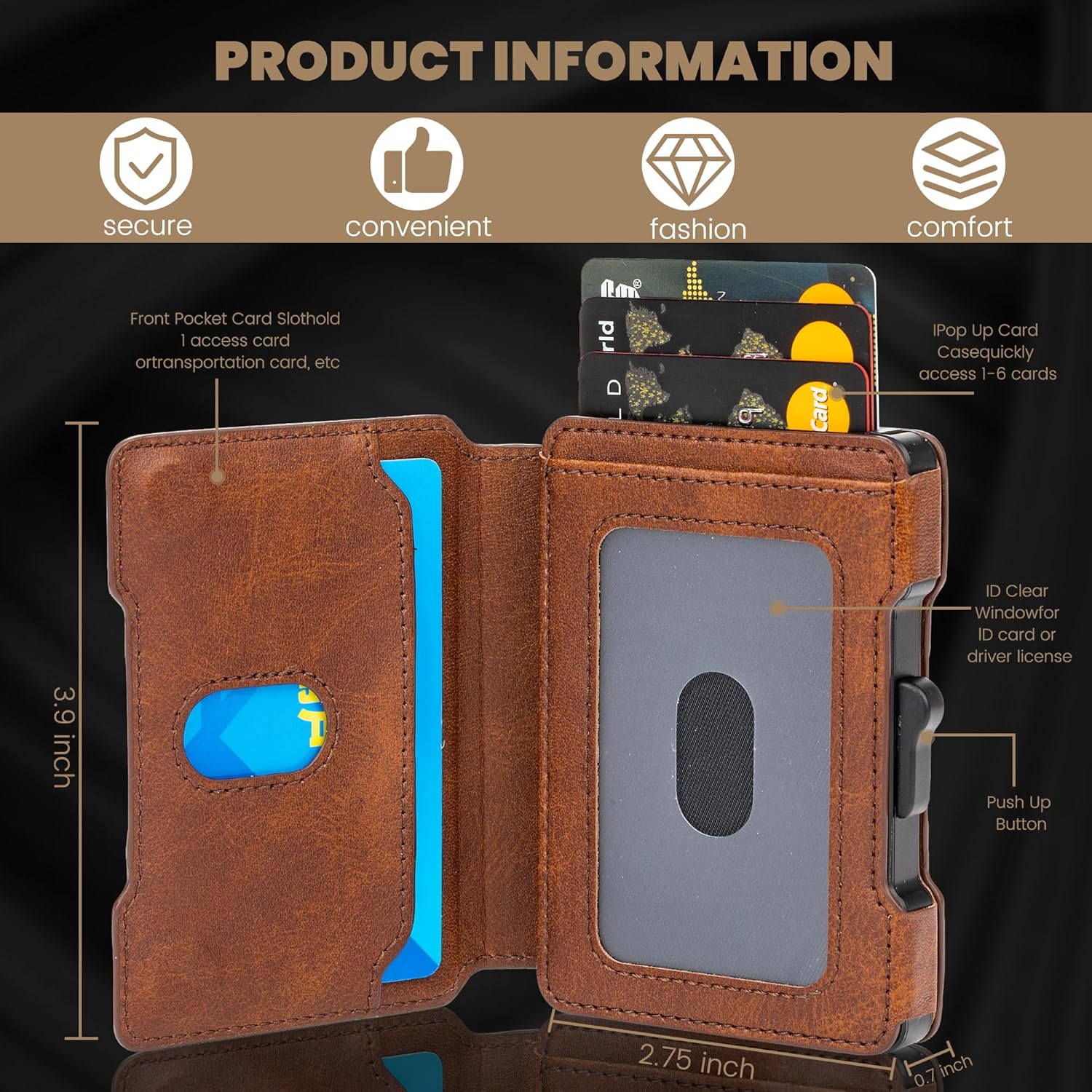 Slim RFID Blocking Wallet for Men with Pop Up Card Holder - Abbycart