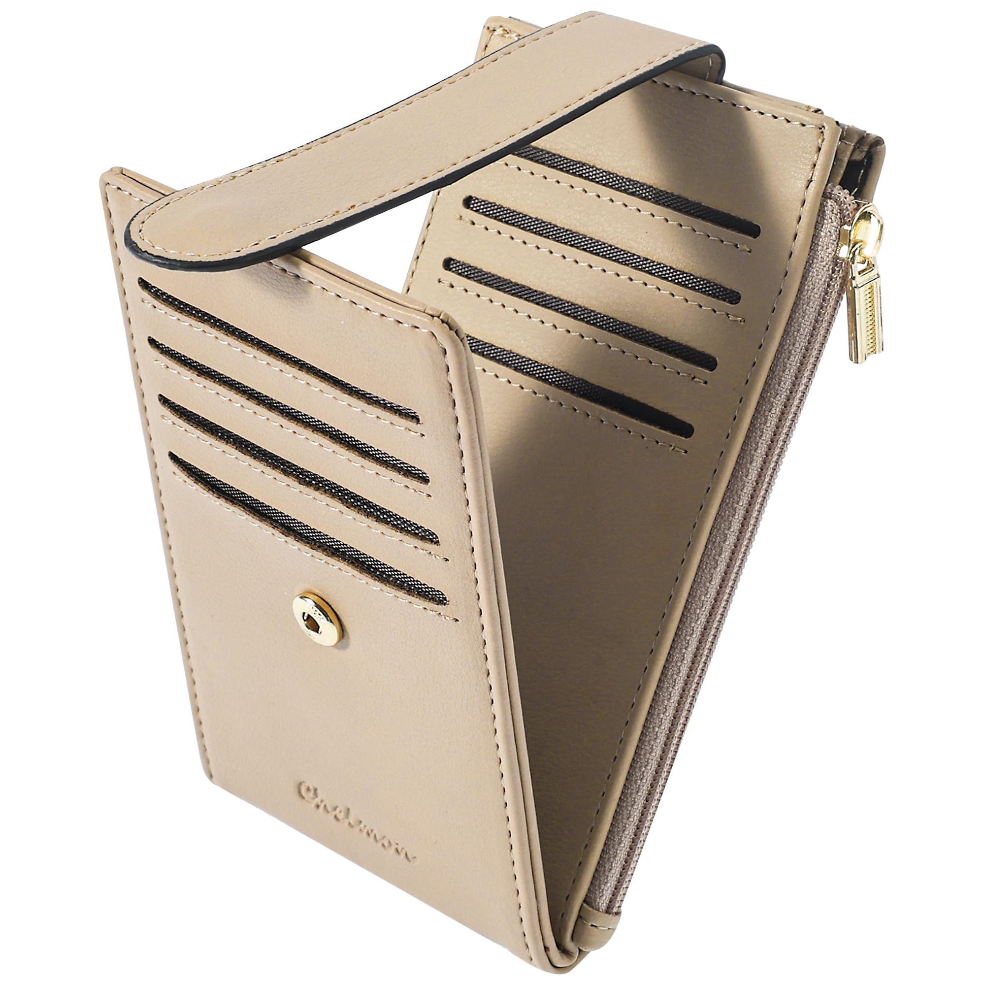Slim RFID Card Holder Wallet for Women with Zipper Coin Pocket