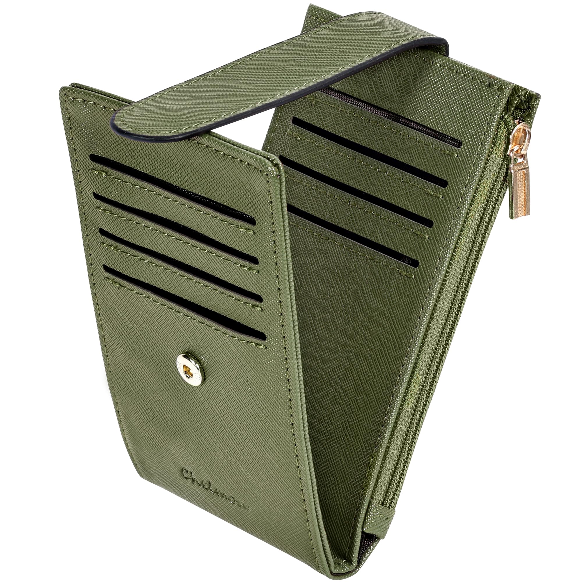 Slim RFID Card Holder Wallet for Women with Zipper Coin Pocket