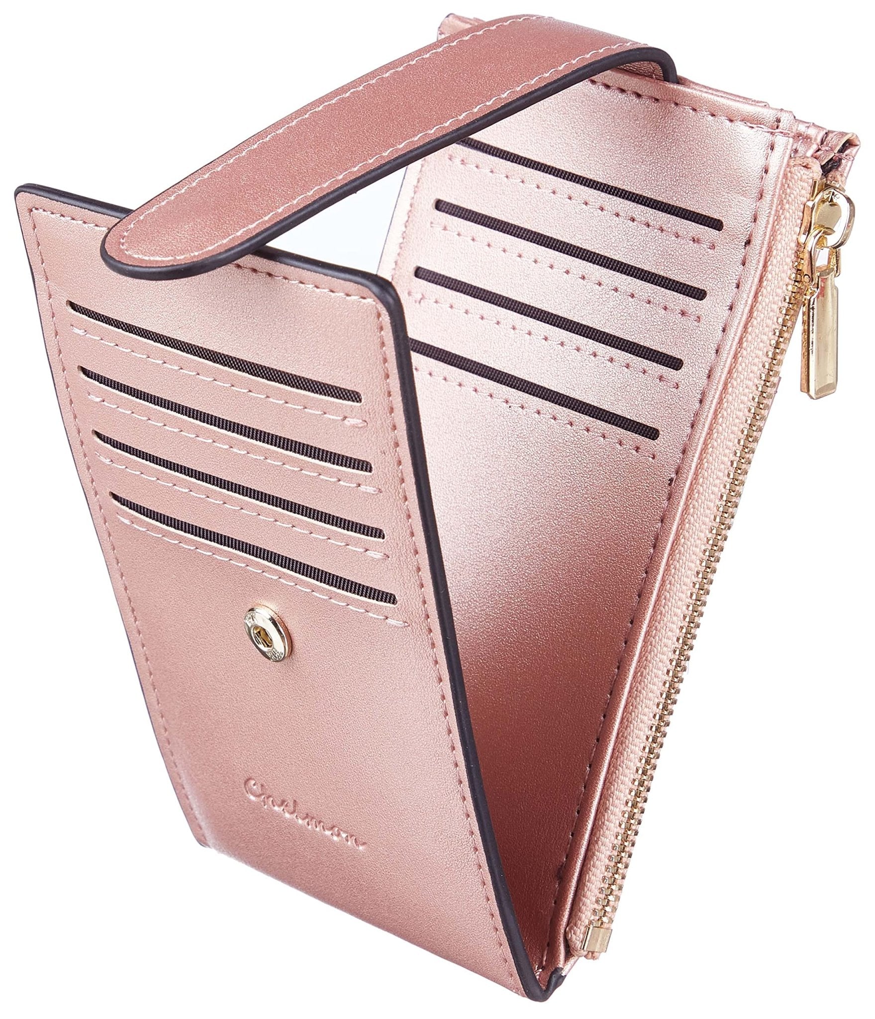 Slim RFID Card Holder Wallet for Women with Zipper Coin Pocket
