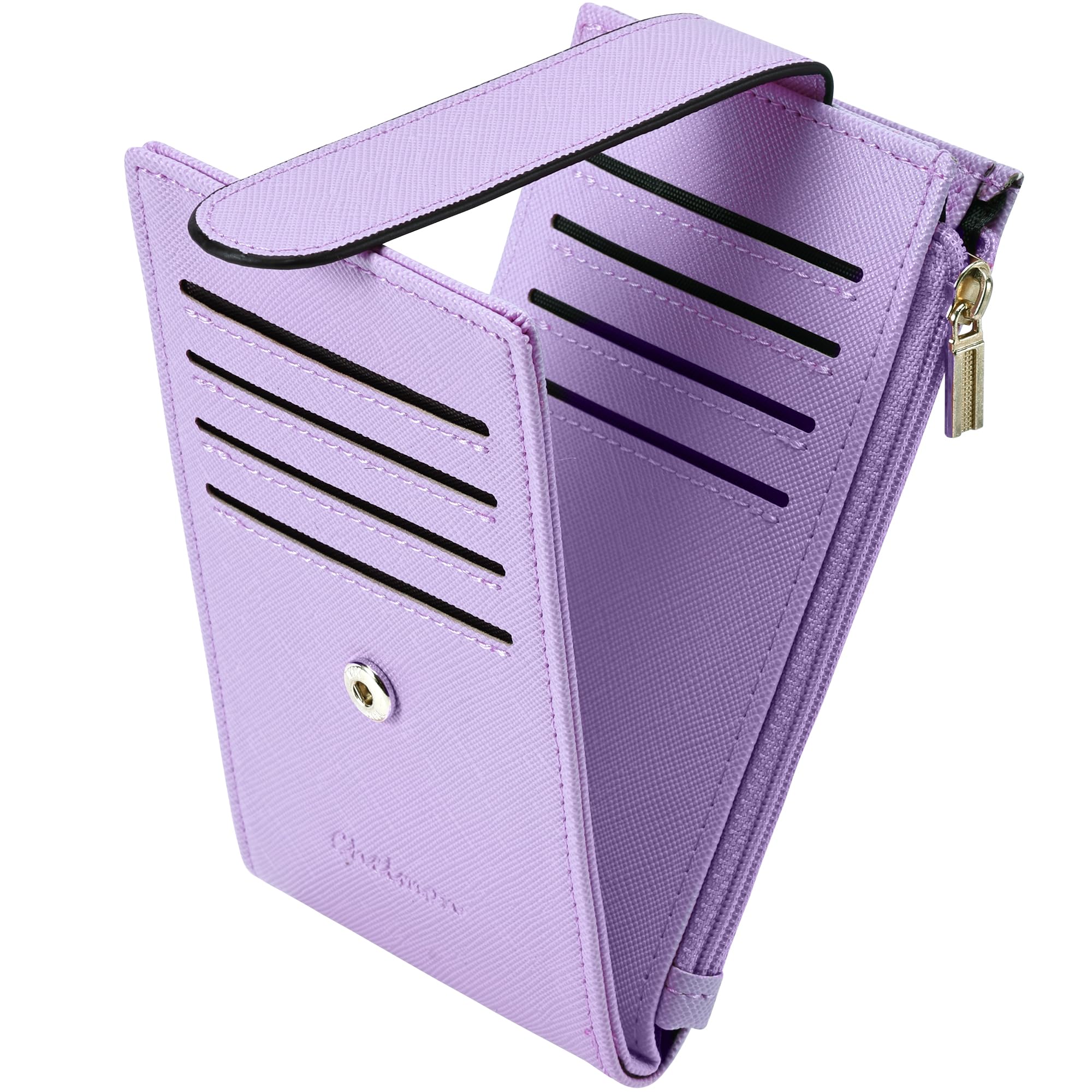 Slim RFID Card Holder Wallet for Women with Zipper Coin Pocket