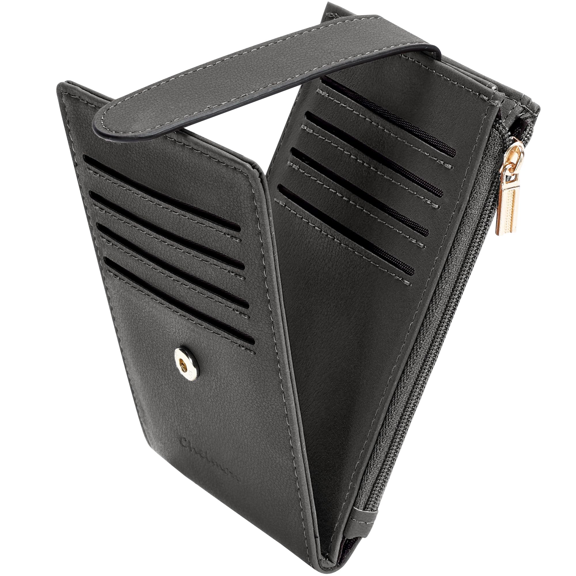 Slim RFID Card Holder Wallet for Women with Zipper Coin Pocket