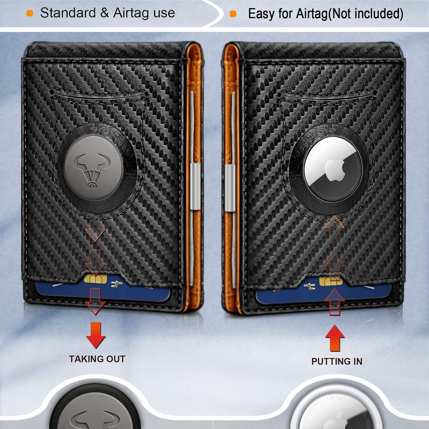 Slim RFID Leather Wallet for Men – AirTag Compatible with 11 Card Slots - Abbycart