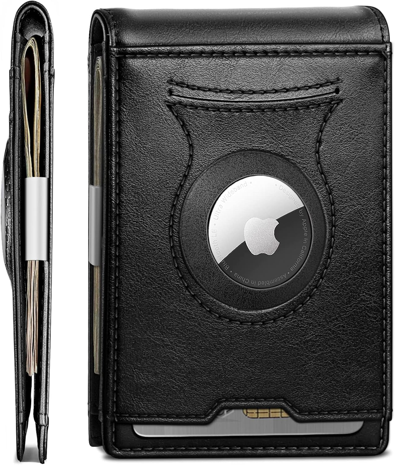 Slim RFID Leather Wallet for Men – AirTag Compatible with 11 Card Slots - Abbycart