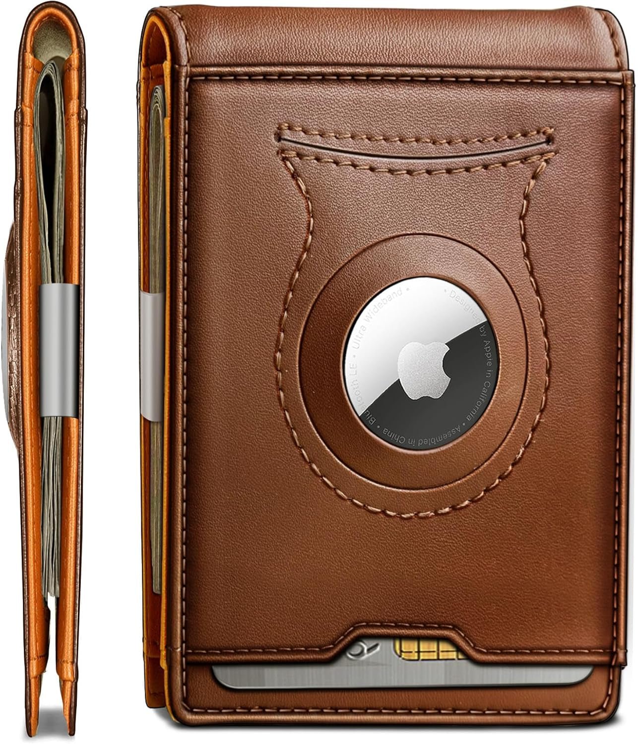 Slim RFID Leather Wallet for Men – AirTag Compatible with 11 Card Slots - Abbycart