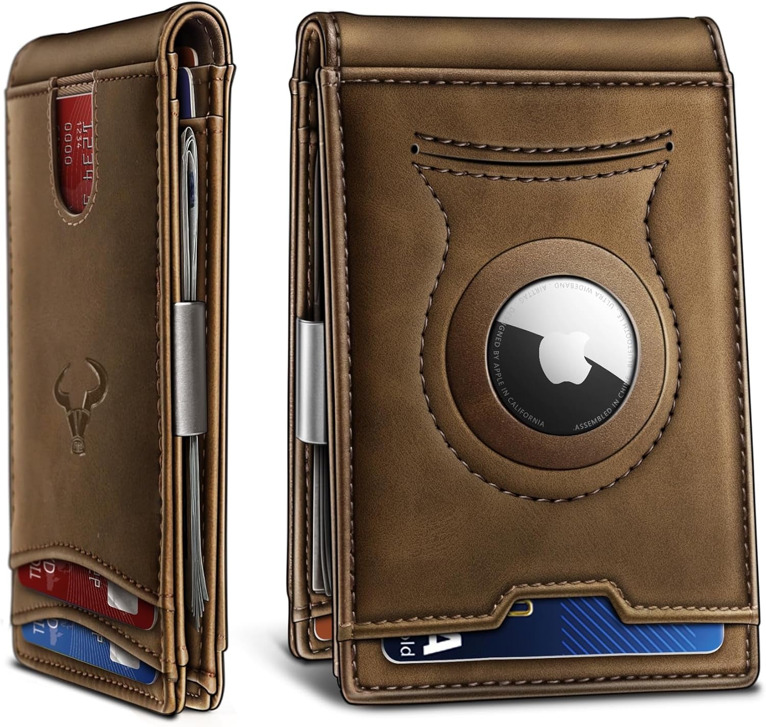 Slim RFID Leather Wallet for Men – AirTag Compatible with 11 Card Slots - Abbycart