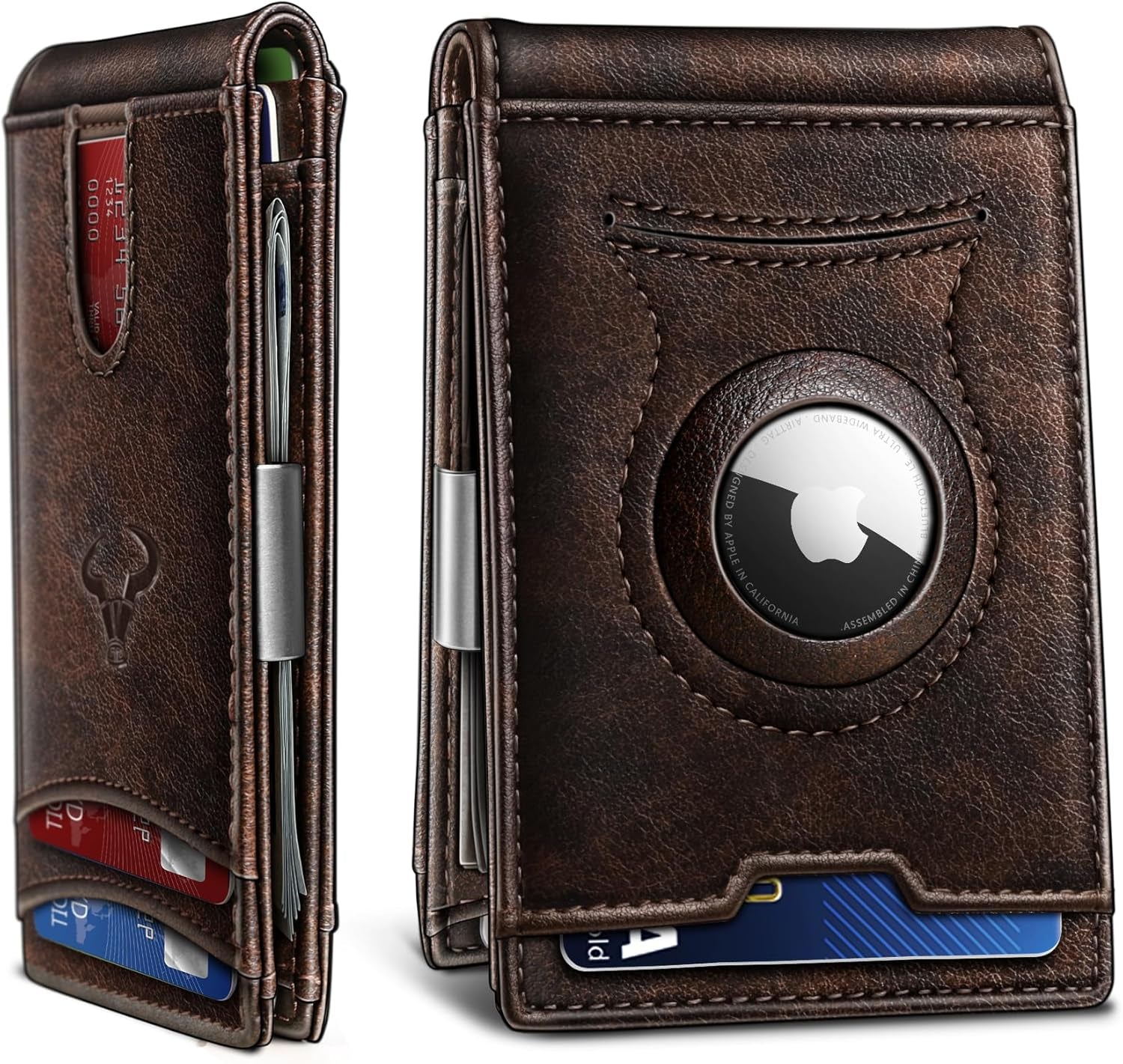 Slim RFID Leather Wallet for Men – AirTag Compatible with 11 Card Slots - Abbycart