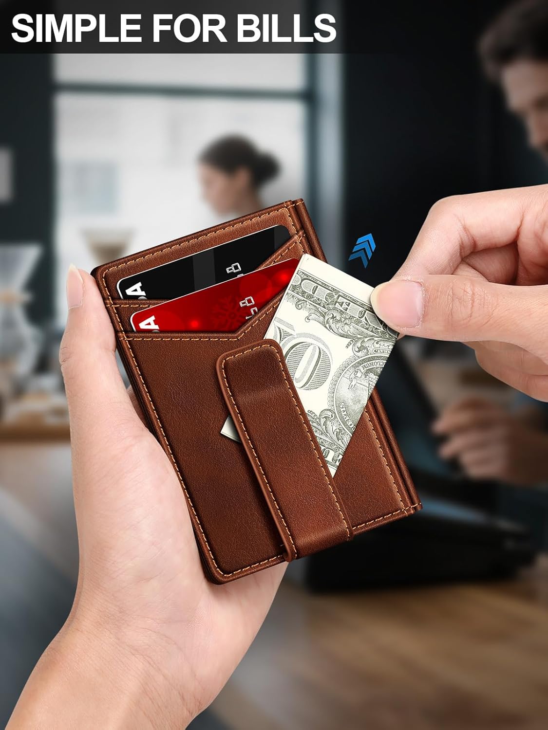 Slim RFID Leather Wallet for Men – Minimalist Bifold Card Holder with Money Clip - Abbycart