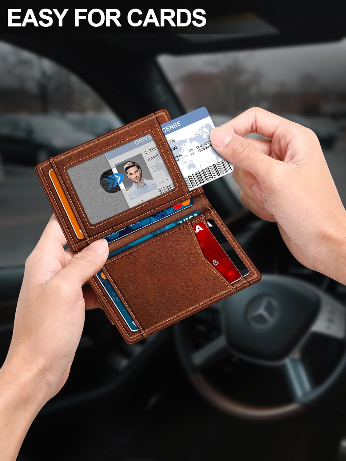 Slim RFID Leather Wallet for Men – Minimalist Bifold Card Holder with Money Clip - Abbycart