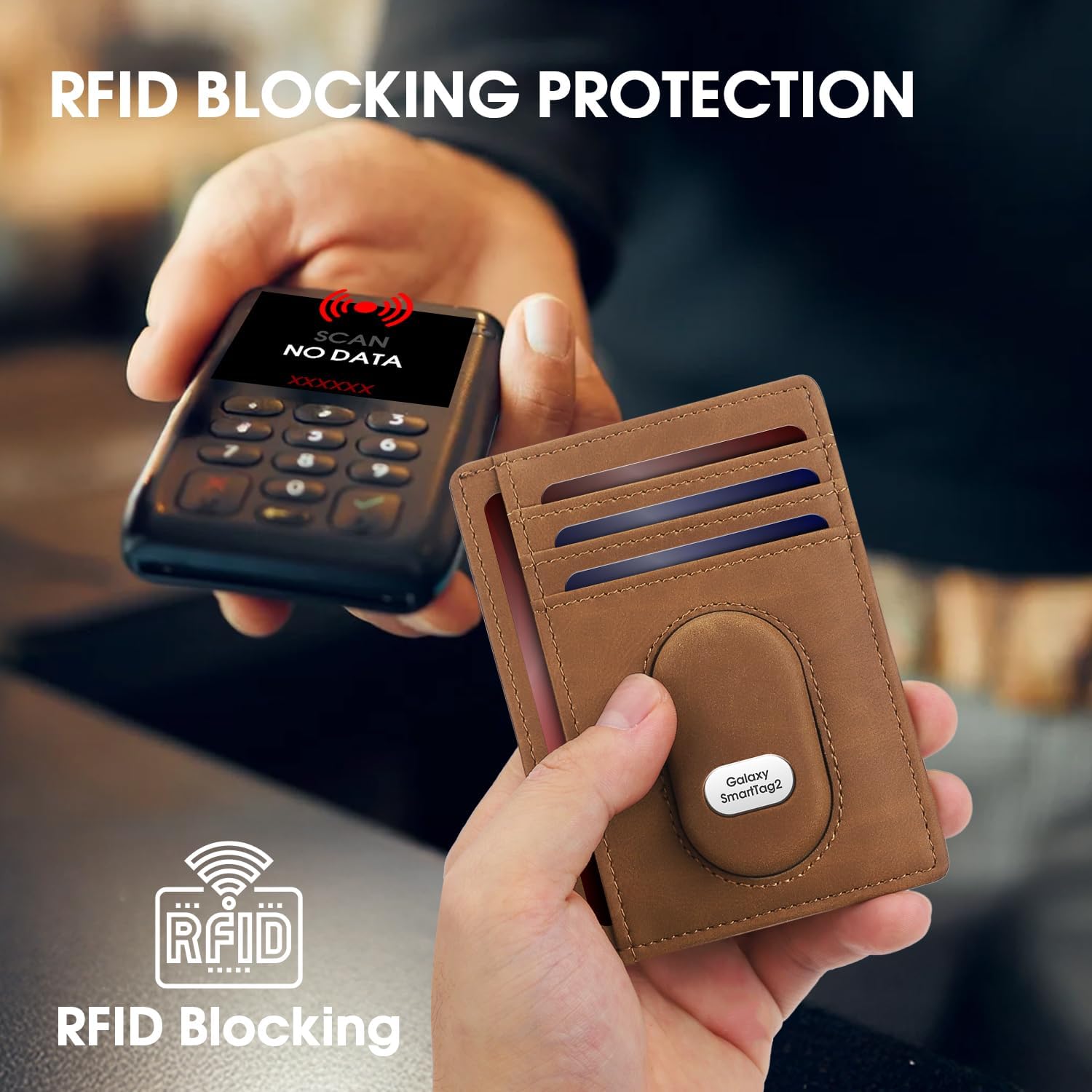 Slim RFID Leather Wallet for Men with SmartTag 2 Holder & Card Slots - Abbycart