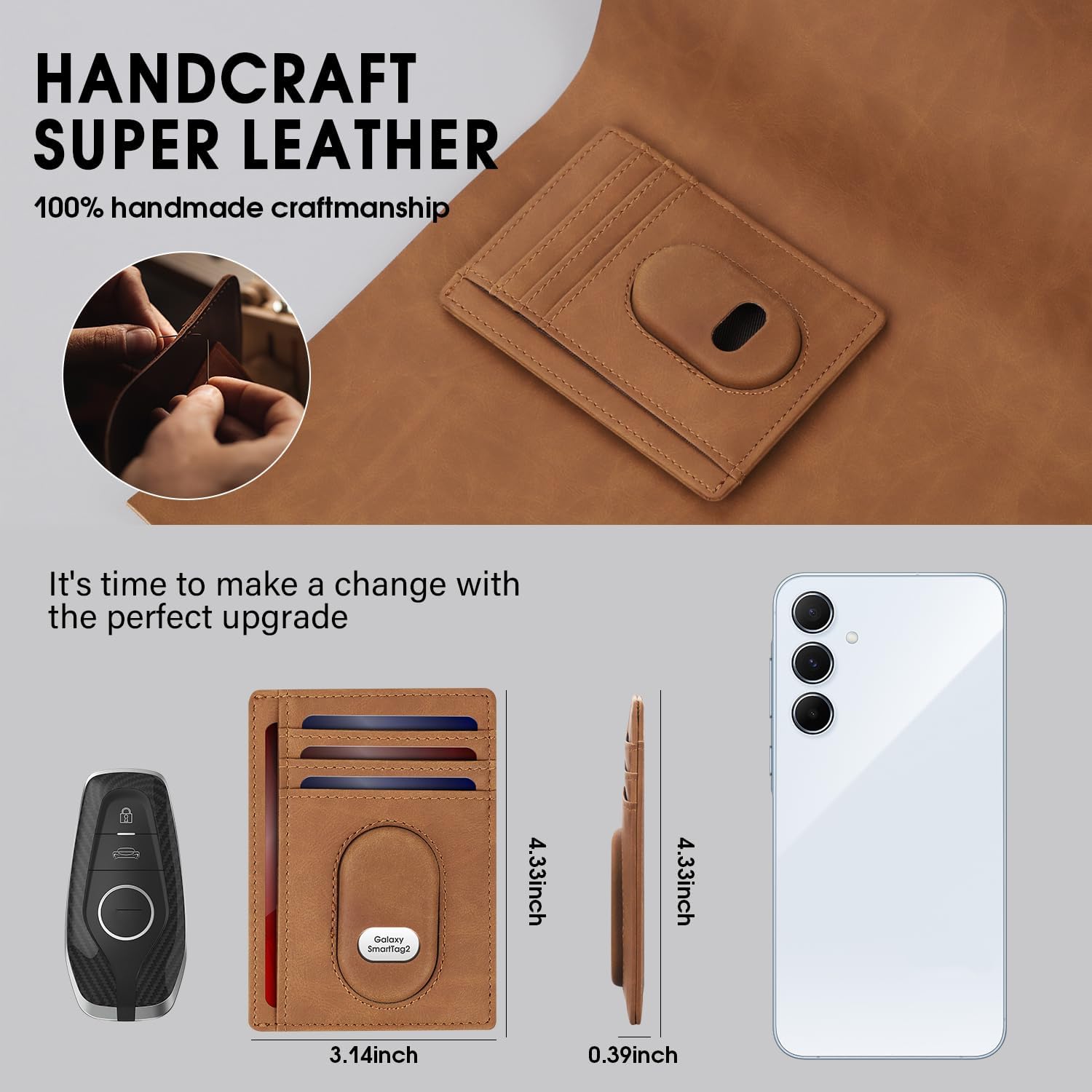 Slim RFID Leather Wallet for Men with SmartTag 2 Holder & Card Slots - Abbycart