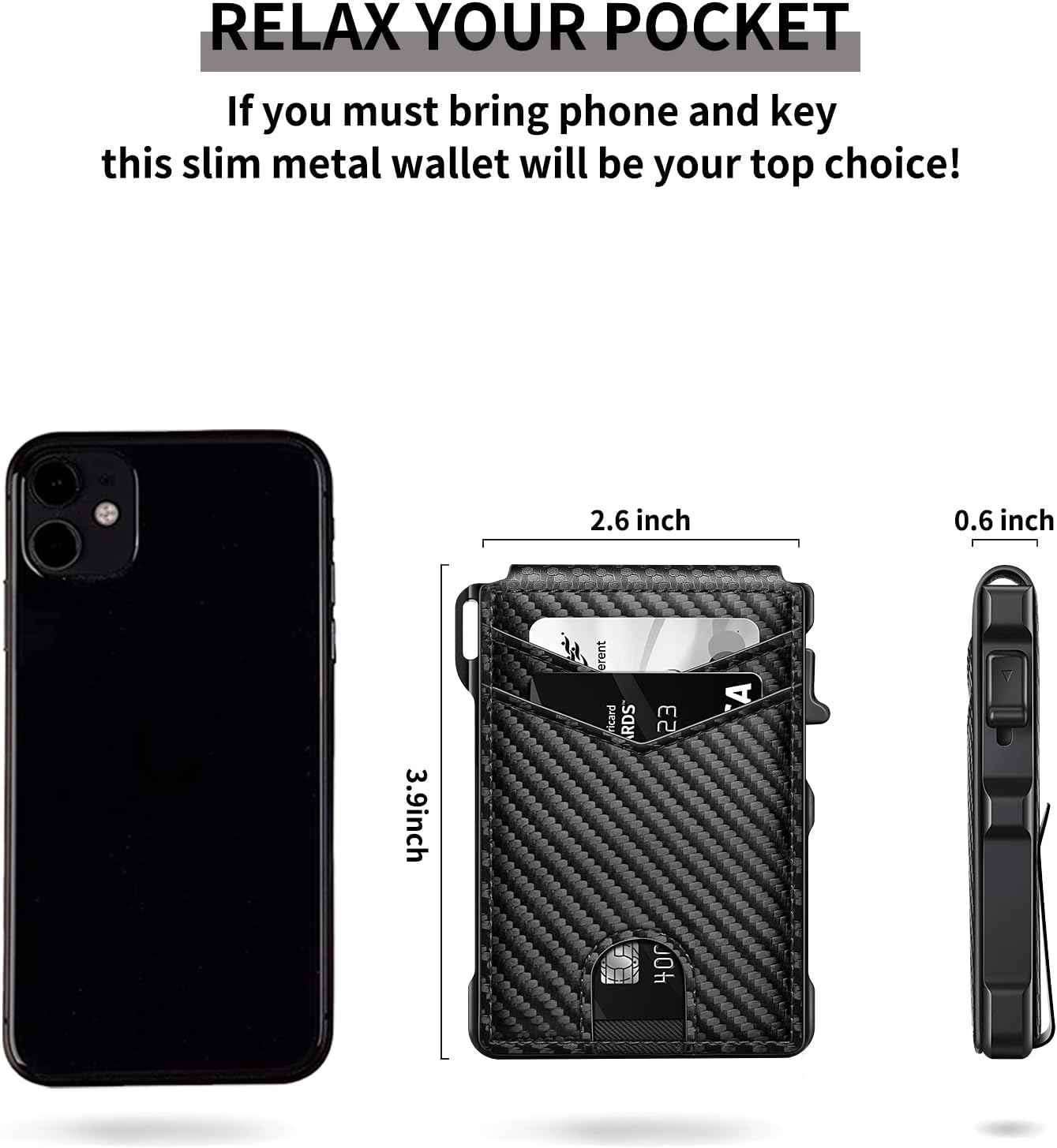 Slim RFID Wallet for Men – Carbon Fiber Pop - Up Card Holder with Money Clip, Magnetic Closure & ID Window - Abbycart