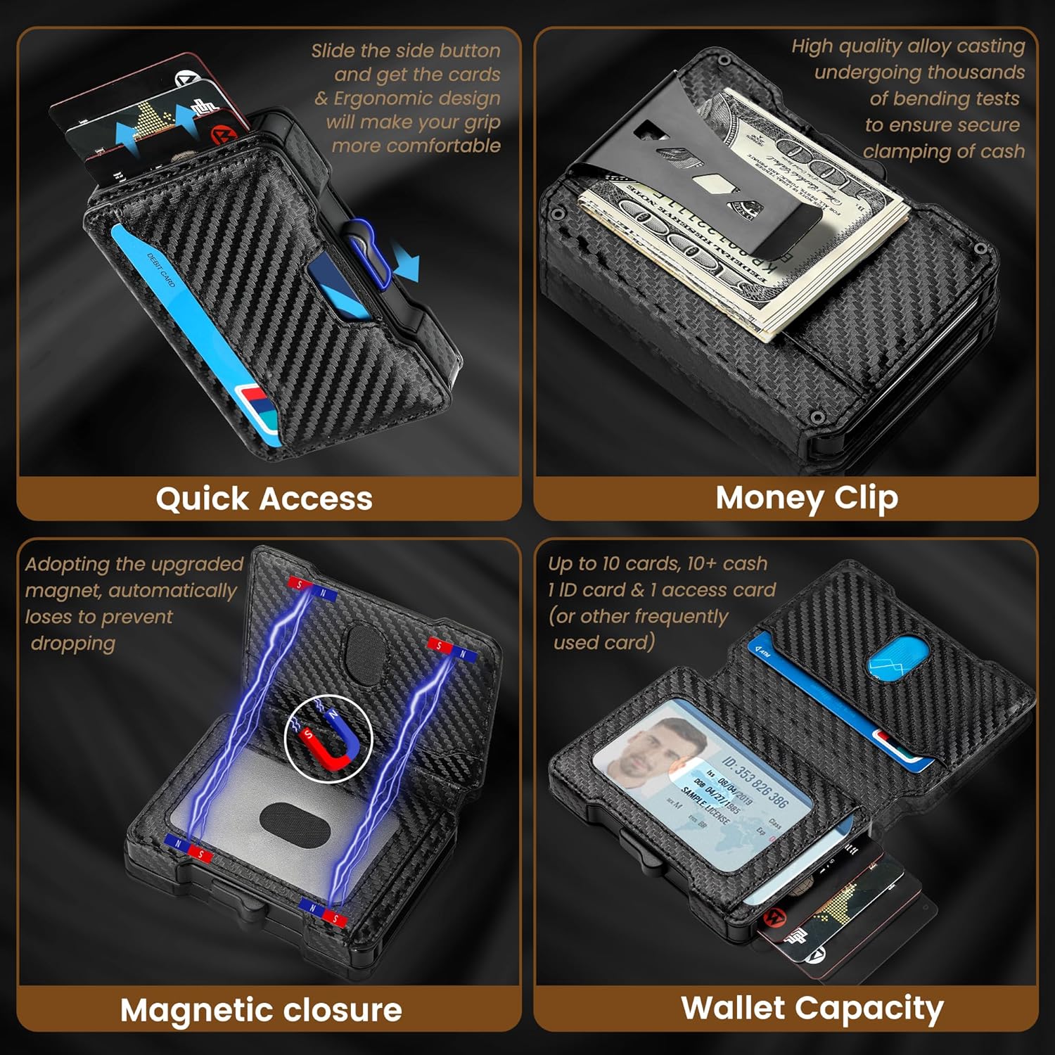 Slim RFID Wallet for Men – Pop - Up Card Case & Money Clip - Abbycart