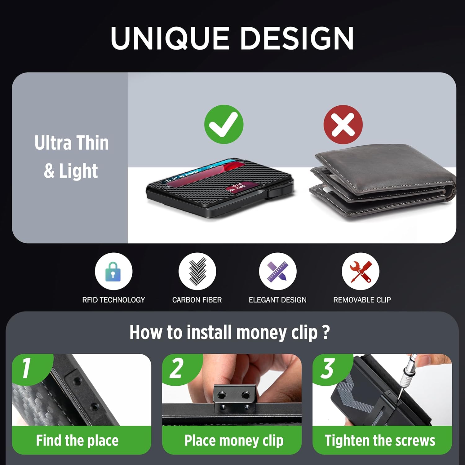 Slim RFID Wallet for Men with Pop - Up Card Holder & Clip - Abbycart