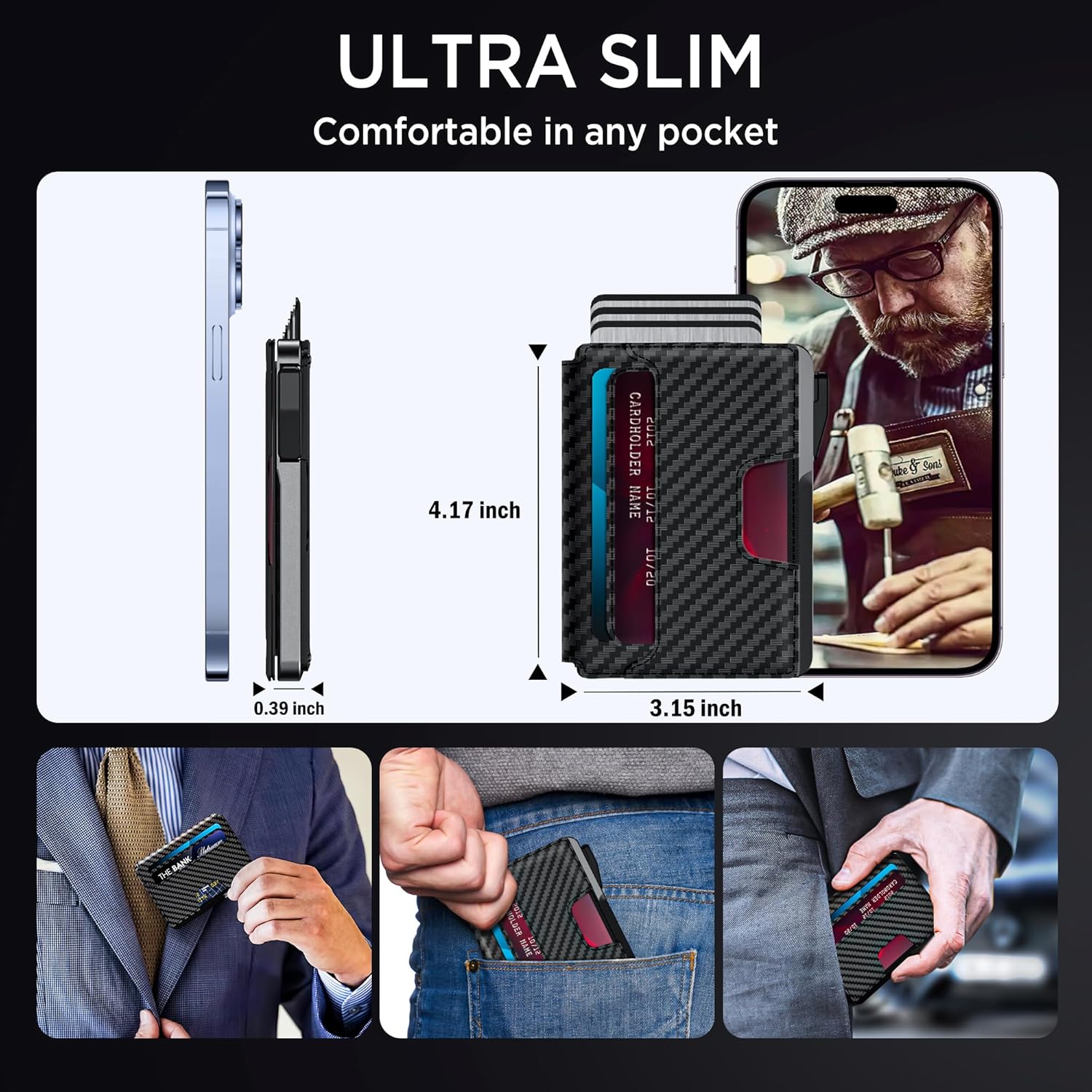 Slim RFID Wallet for Men with Pop - Up Card Holder & Clip - Abbycart