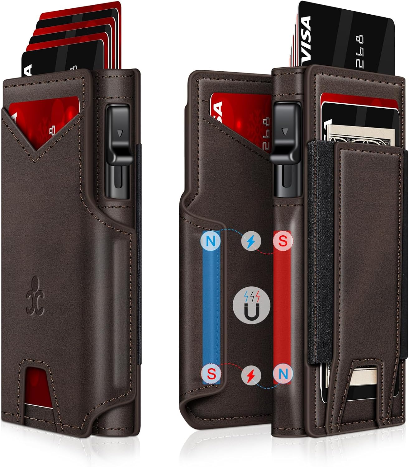 Slim RFID Wallet for Men with Pop-Up Card Holder & Money Clip