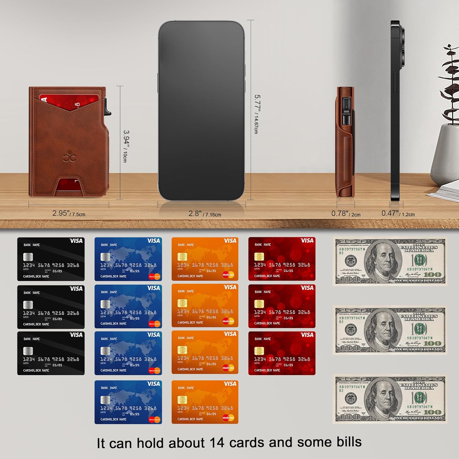 Slim RFID Wallet for Men with Pop-Up Card Holder & Money Clip