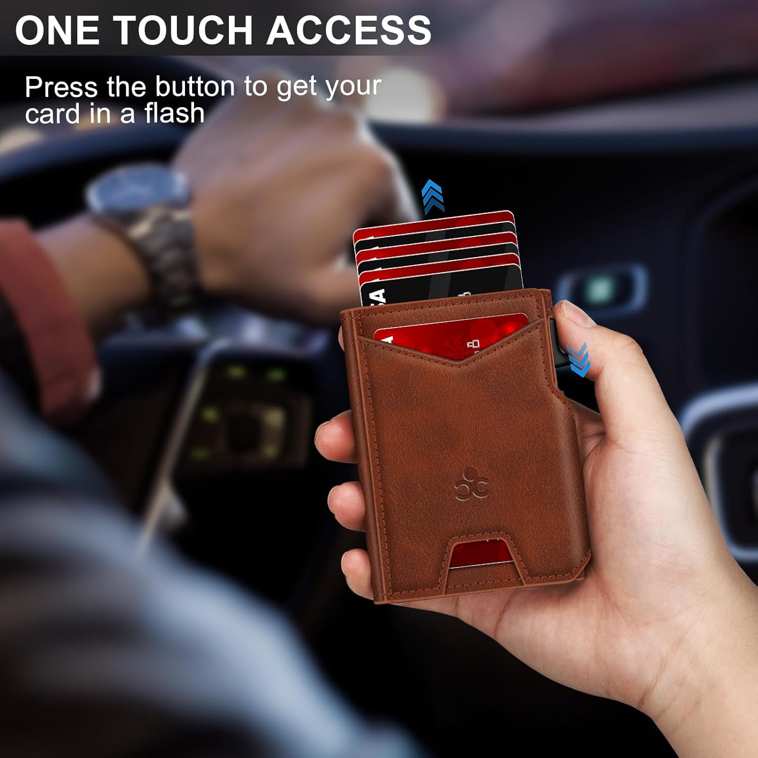 Slim RFID Wallet for Men with Pop-Up Card Holder & Money Clip