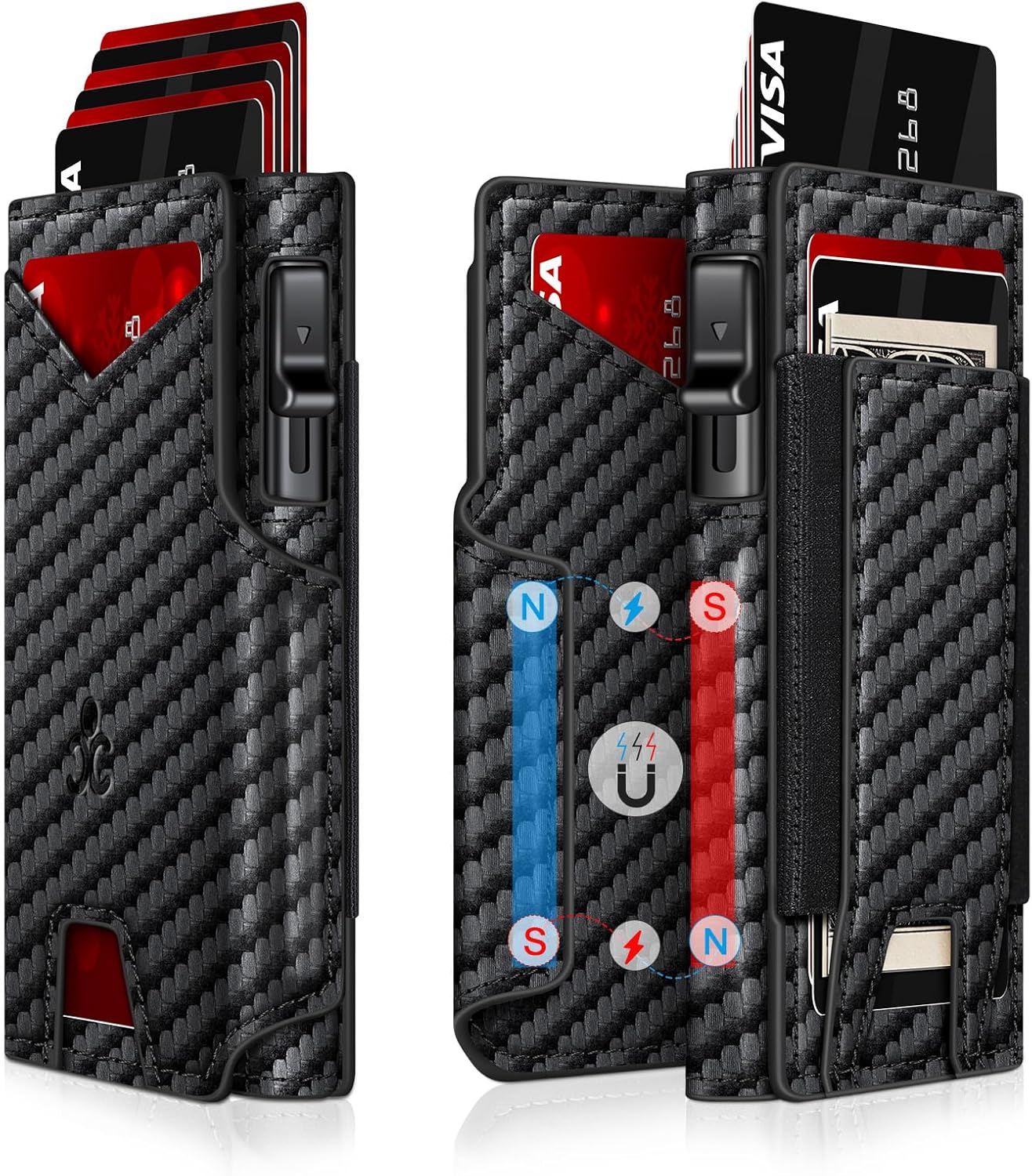 Slim RFID Wallet for Men with Pop-Up Card Holder & Money Clip